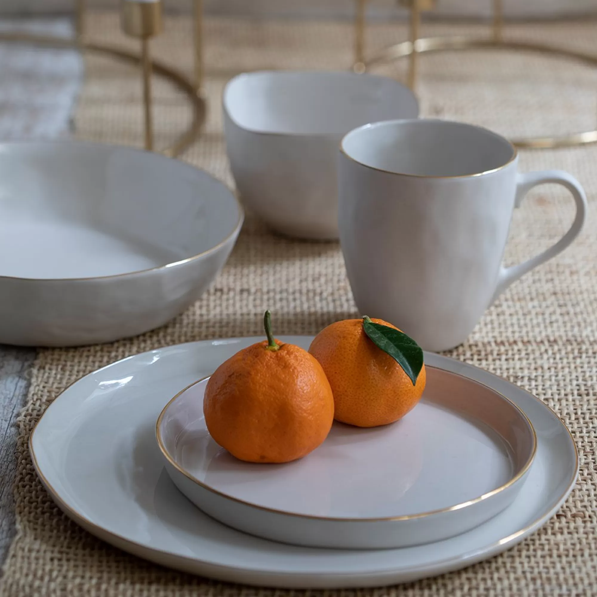 Clearance Be Home 24k Gold Tam Stoneware Mug, Pearl, Set of 2