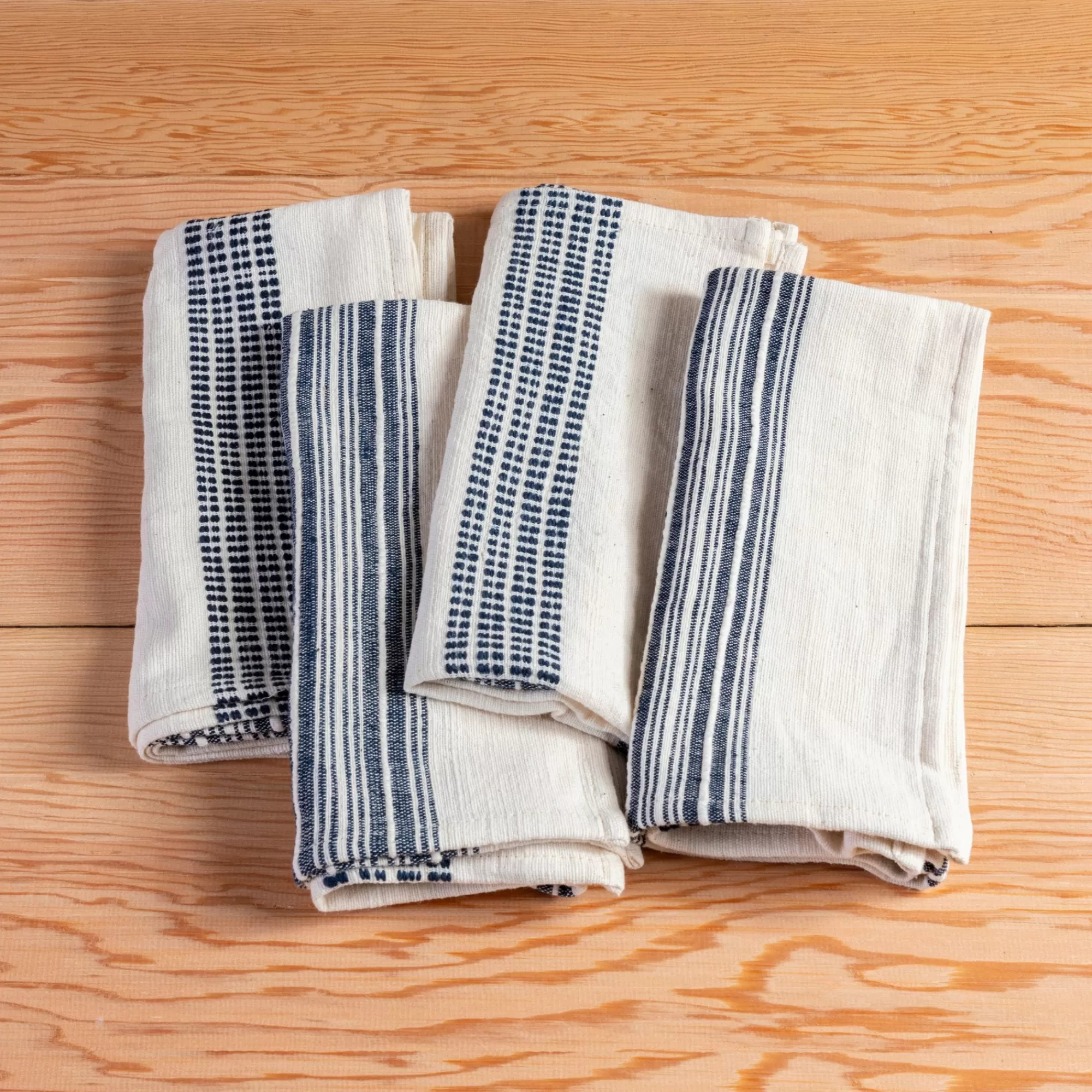 New Be Home Aden Napkins, Natural with Navy, Set of 4