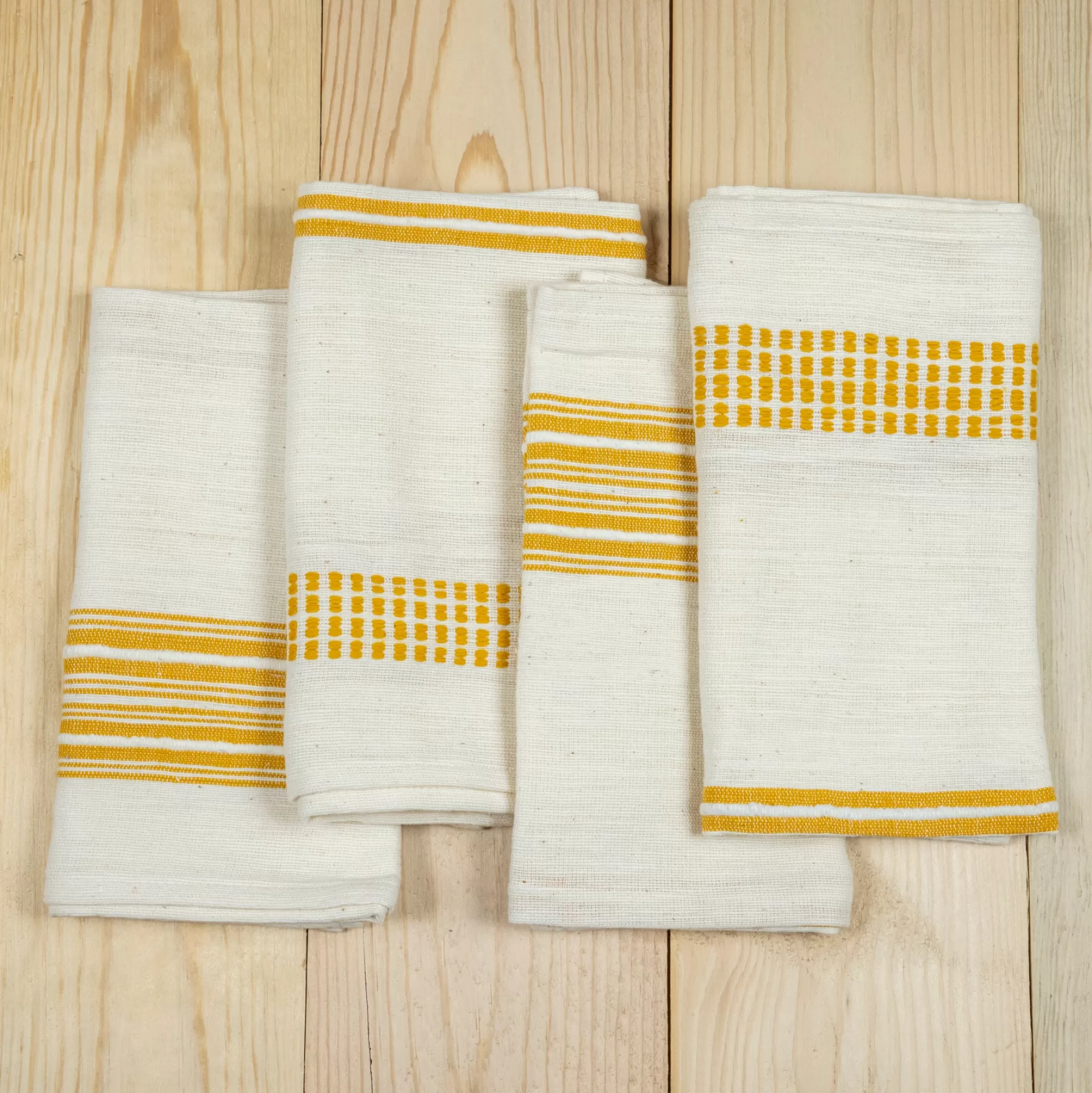 Outlet Be Home Aden Napkins, Natural with Yellow, Set of 4