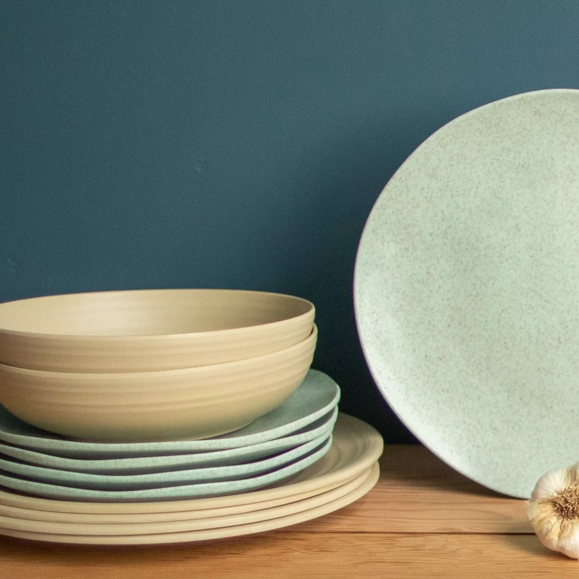 Fashion Be Home Al Fresco Organic Salad Plate, Sage Green, Set of 4