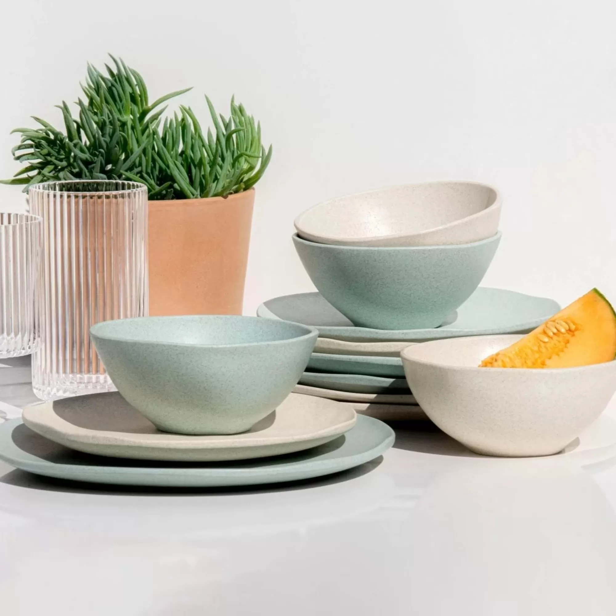 Best Sale Be Home Al Fresco Organic Soup/Cereal Bowl, Sage Green, Set of 4