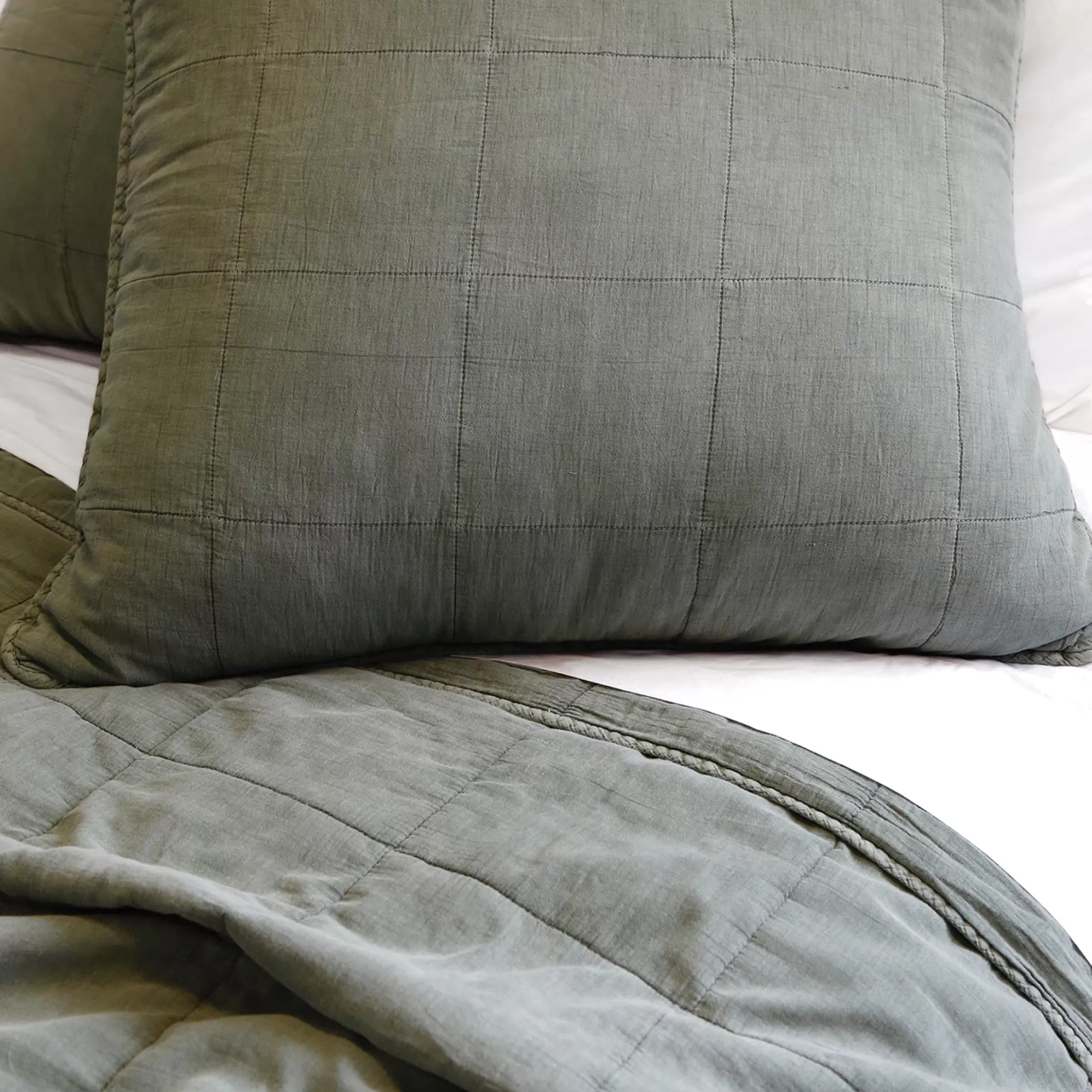 Discount Be Home Antwerp Large Euro Sham, Moss