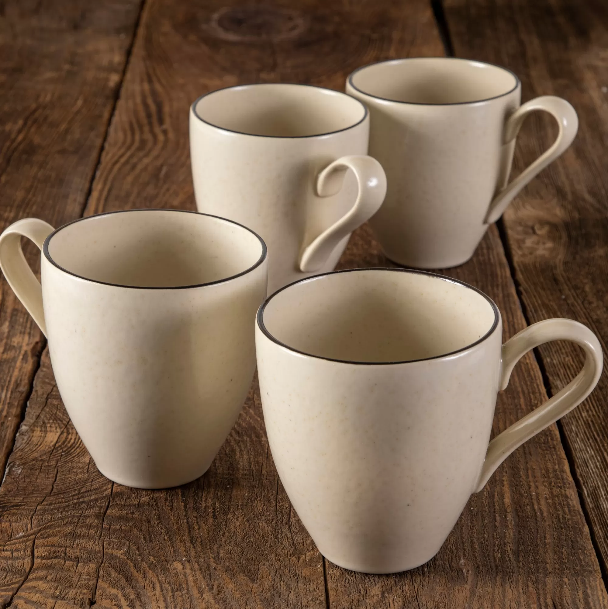 Store Be Home Augusta Mug, Natural with Black, Set of 6