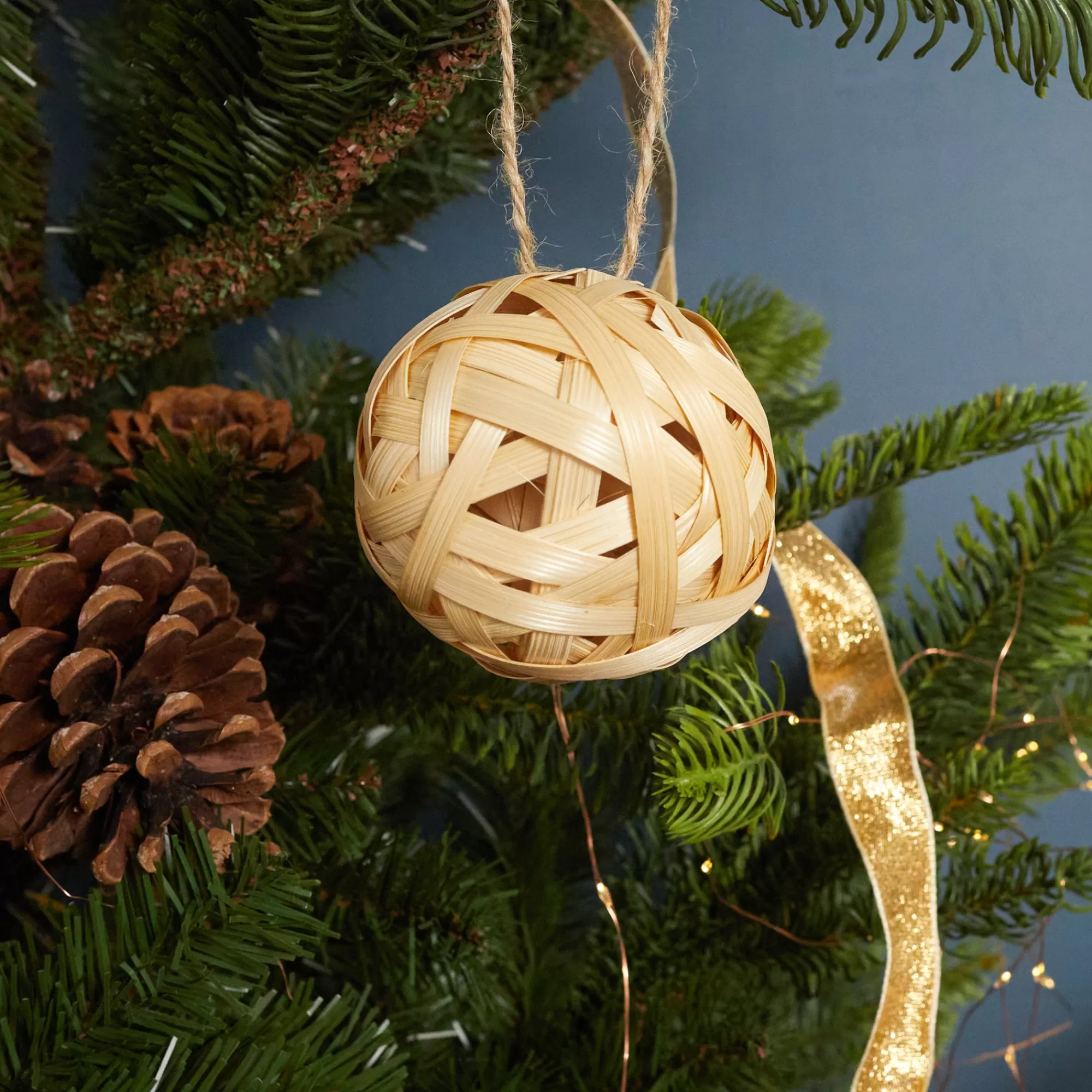 New Be Home Bamboo Globe Ornament, Medium