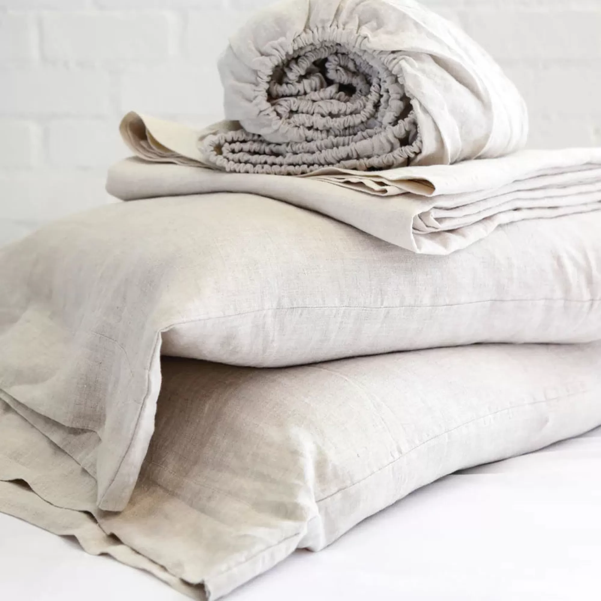 Sale Be Home Belgian Linen Cal King Sheet Set, Flax