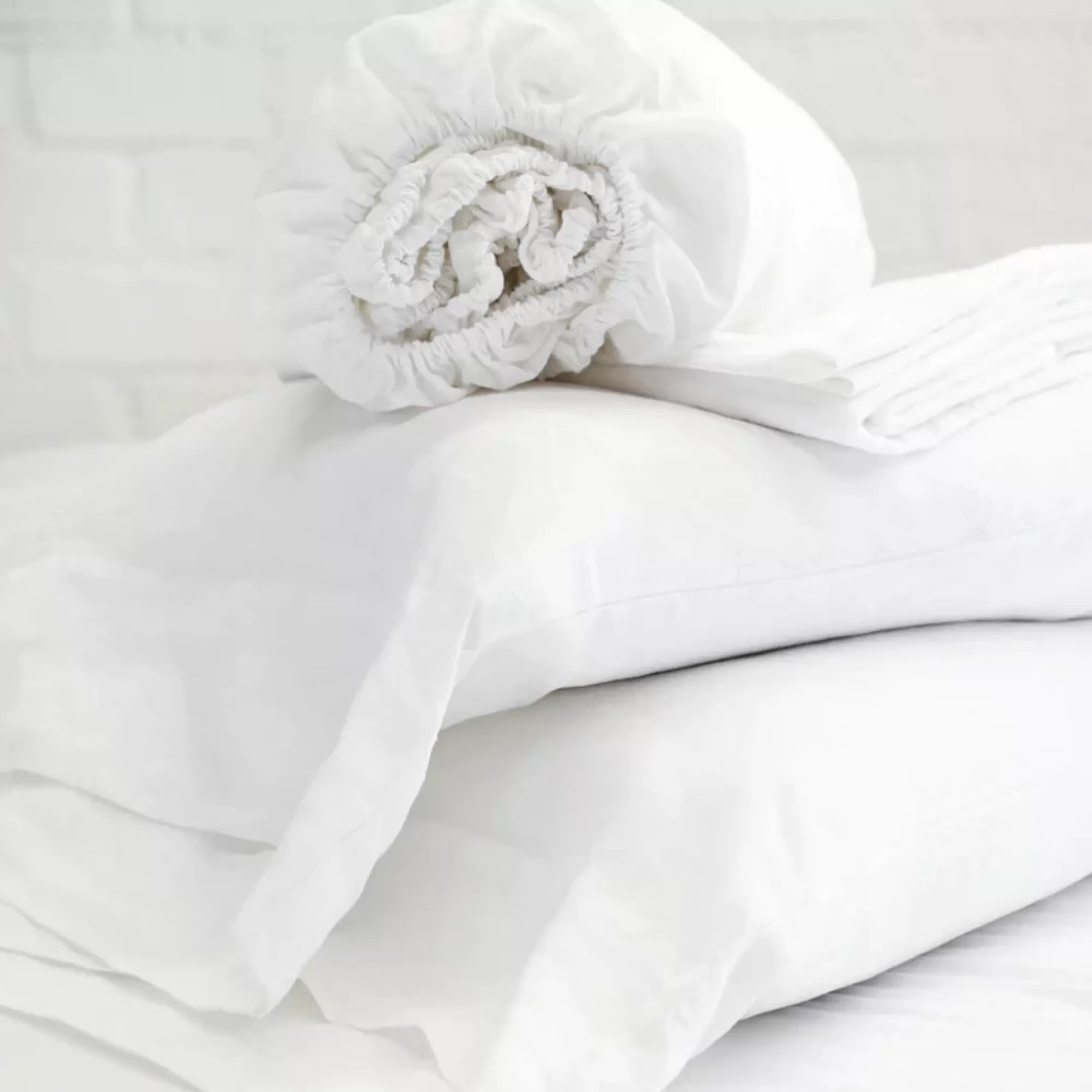 Outlet Be Home Belgian Linen Cal King Sheet Set, White