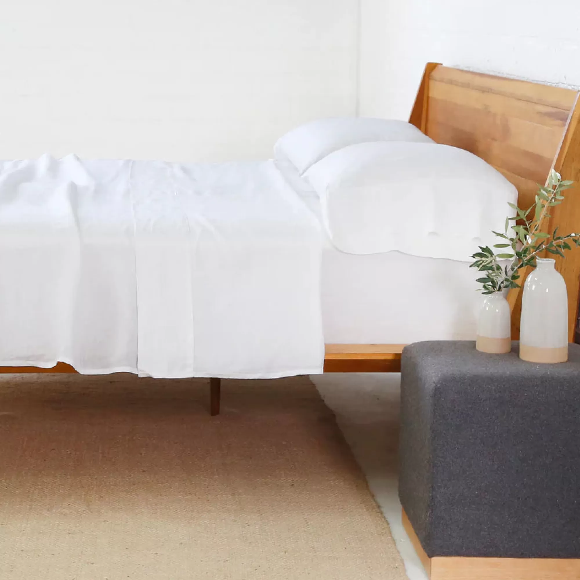 Outlet Be Home Belgian Linen Cal King Sheet Set, White
