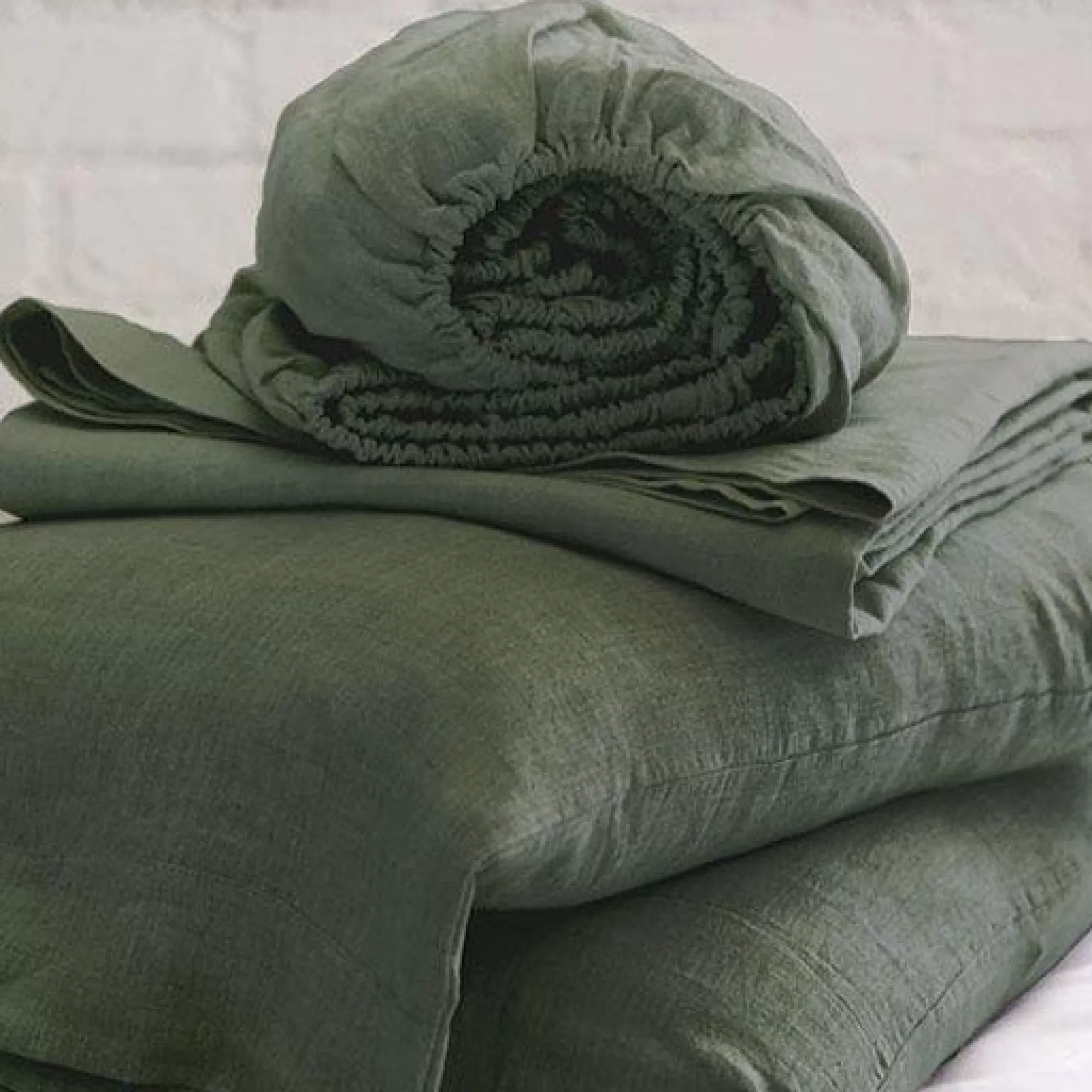 Store Be Home Belgian Linen King Sheet Set, Forest