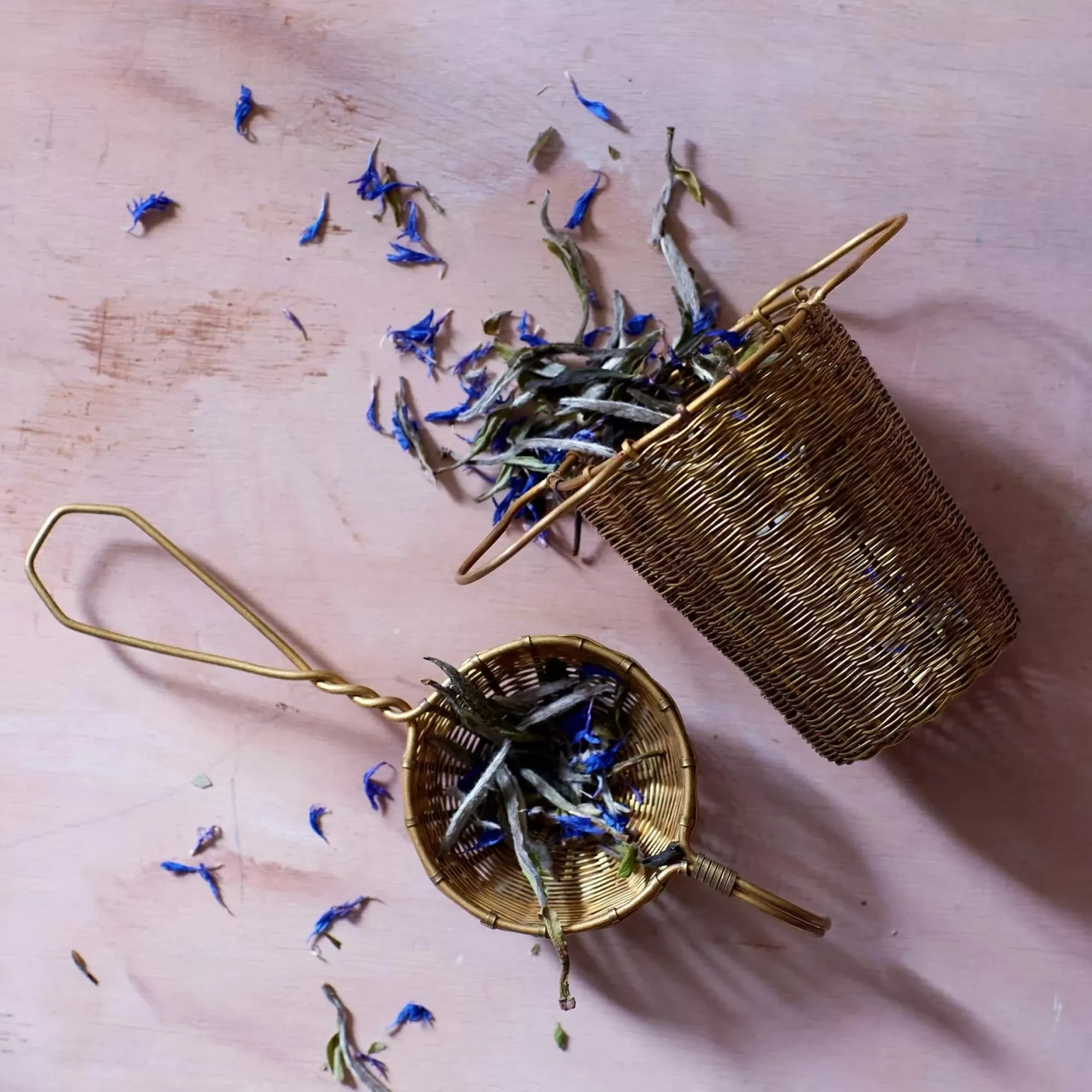 Clearance Be Home Bellocq Tea, Petite Tea Basket, Brass