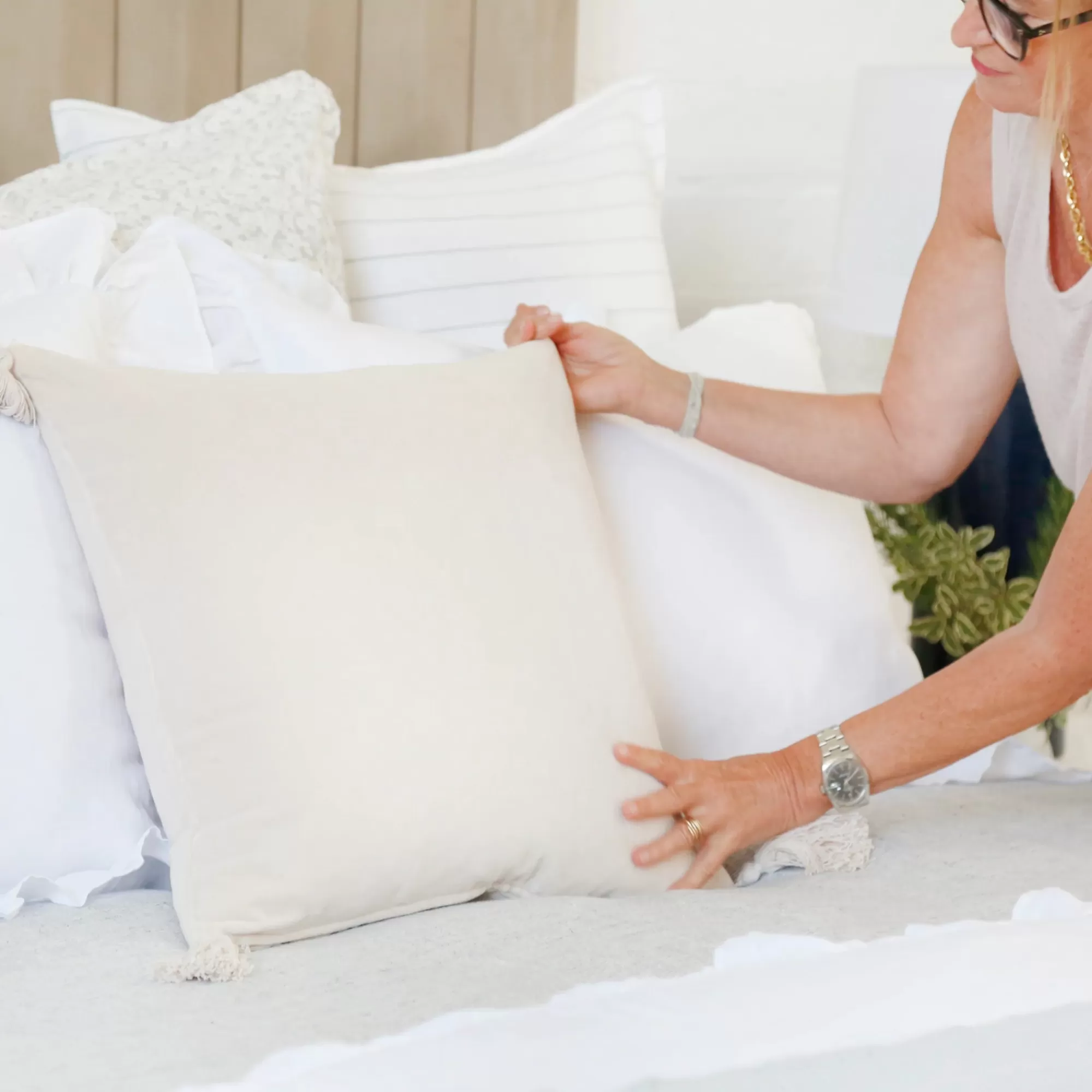 Outlet Be Home Bianca Square Pillow, White