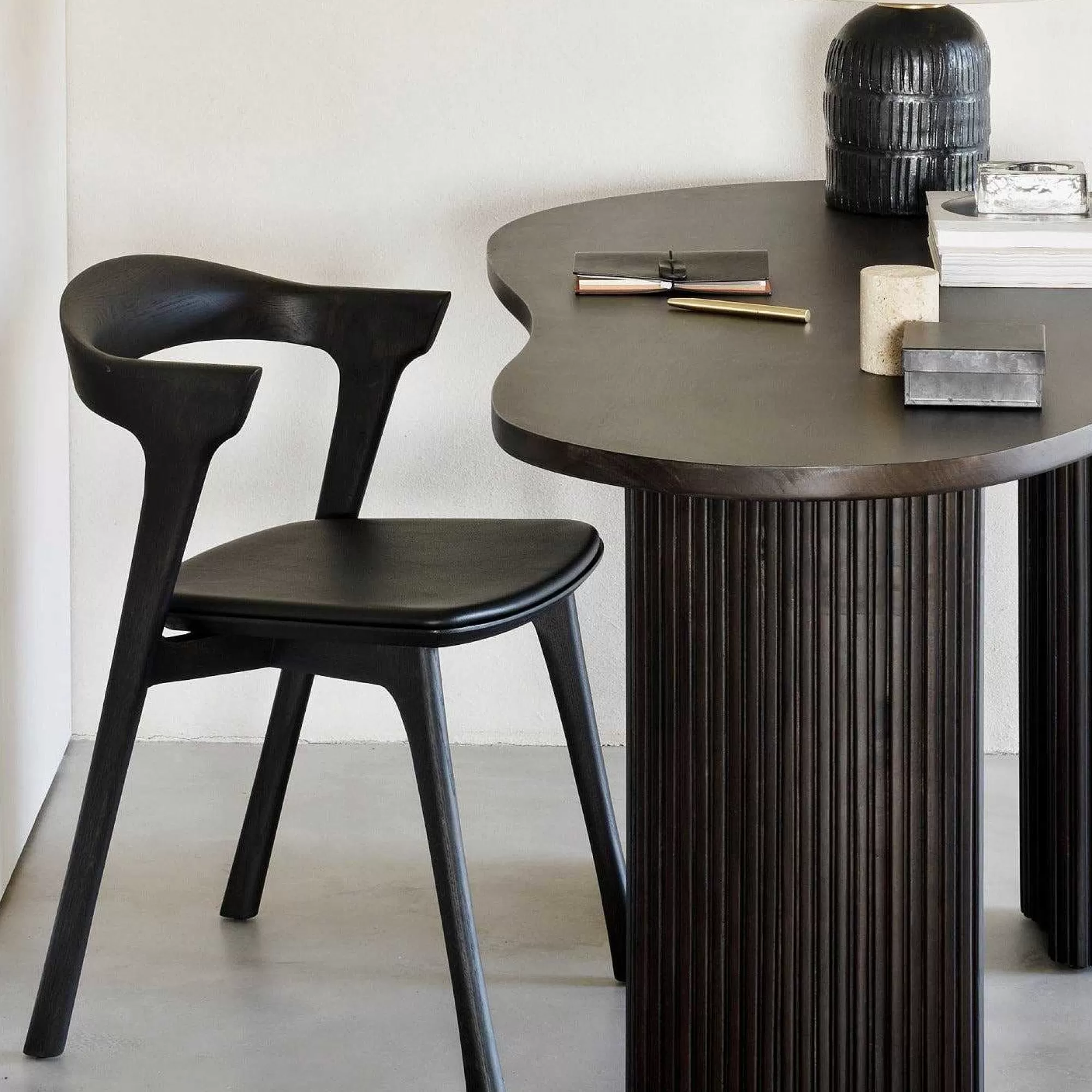 Be Home Dining Chairs<Bok Solid Brown Oak Dining Chair with Brown Leather Cushion