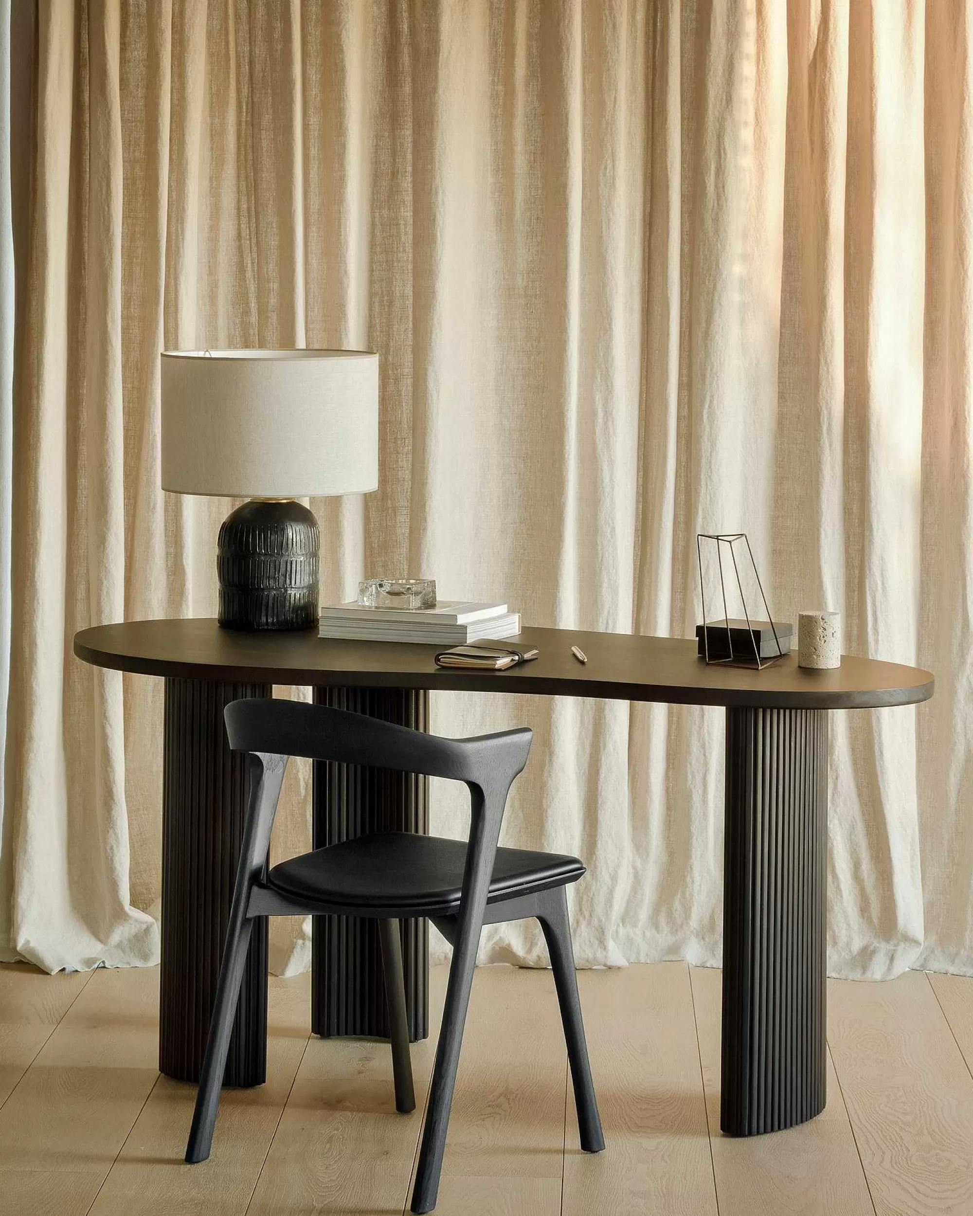 Be Home Dining Chairs<Bok Solid Brown Oak Dining Chair with Brown Leather Cushion