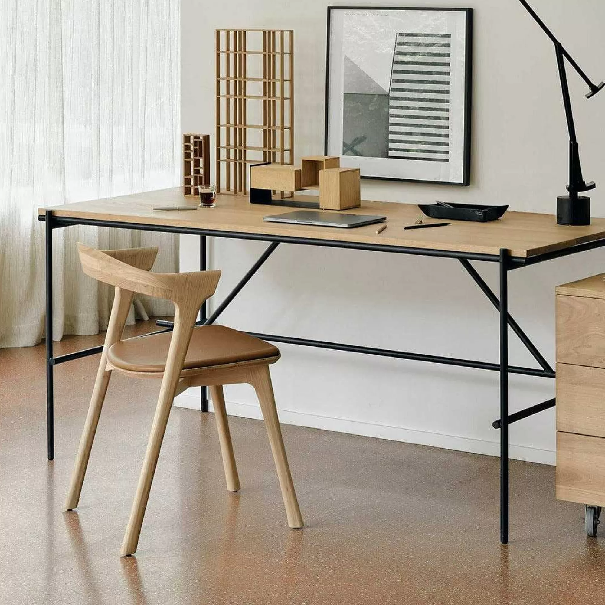 Be Home Dining Chairs<Bok Solid Oak Dining Chair, Varnished with Cognac Leather Cushion