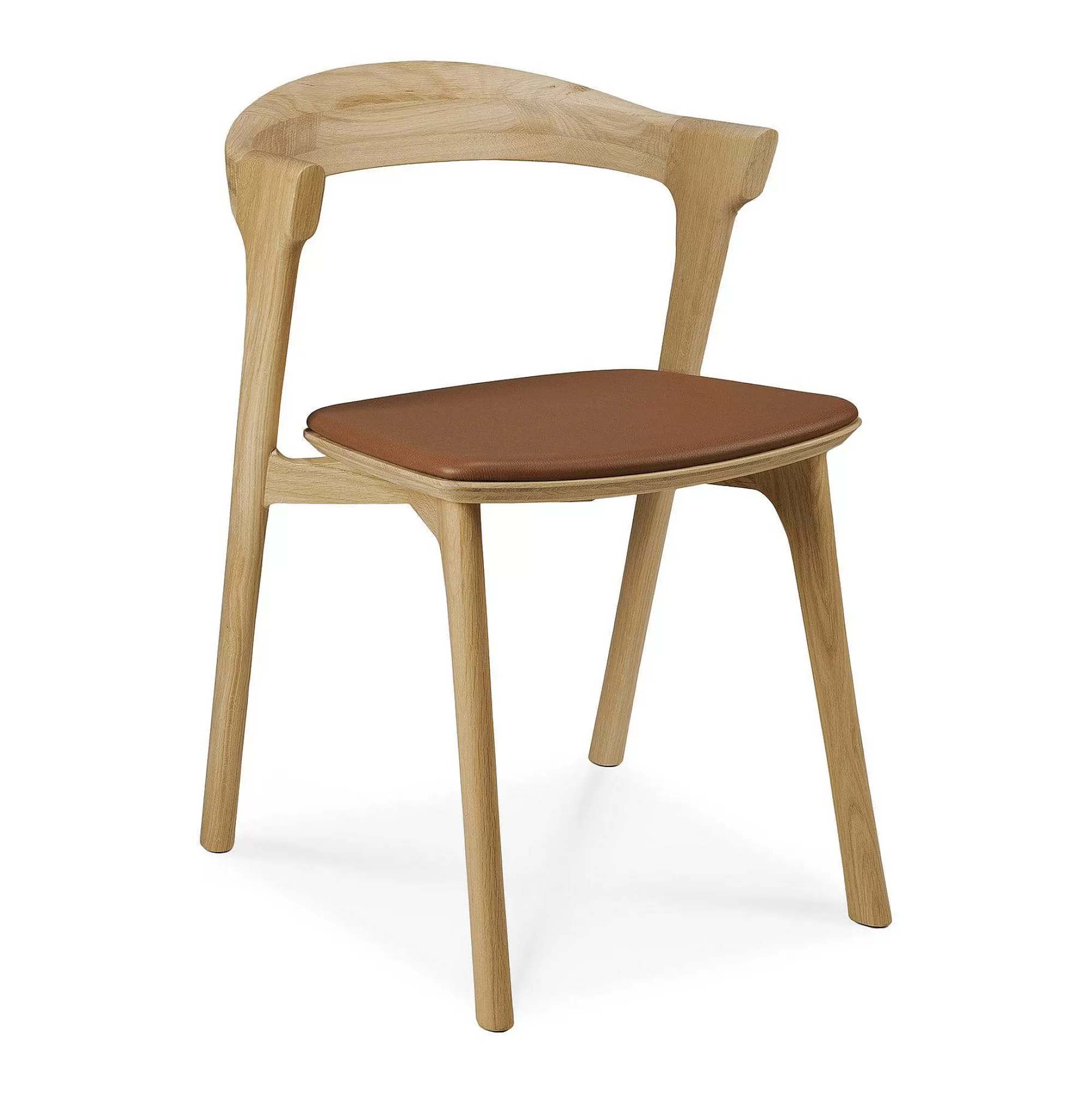 Be Home Dining Chairs<Bok Solid Oak Dining Chair, Varnished with Cognac Leather Cushion