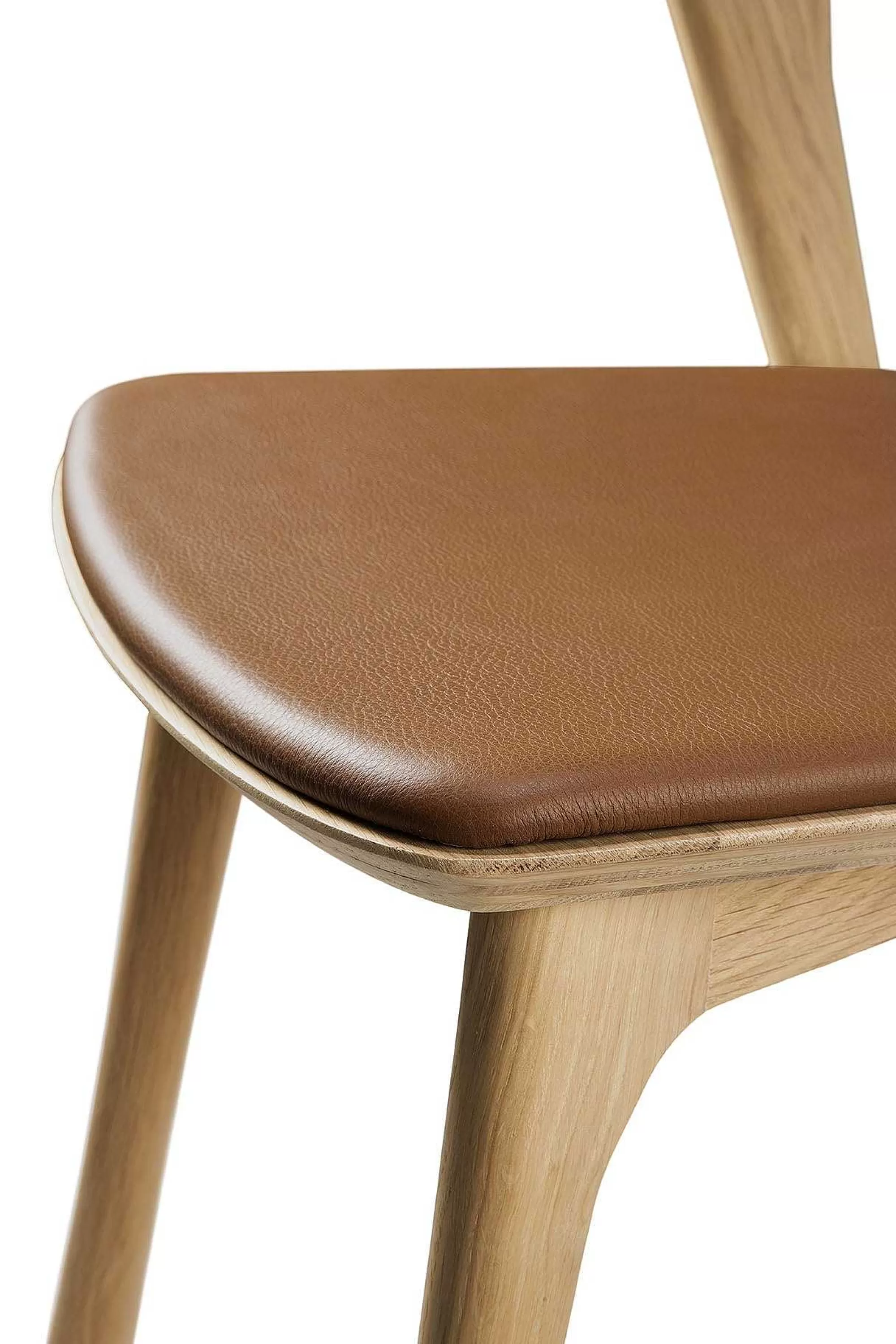 Be Home Dining Chairs<Bok Solid Oak Dining Chair, Varnished with Cognac Leather Cushion