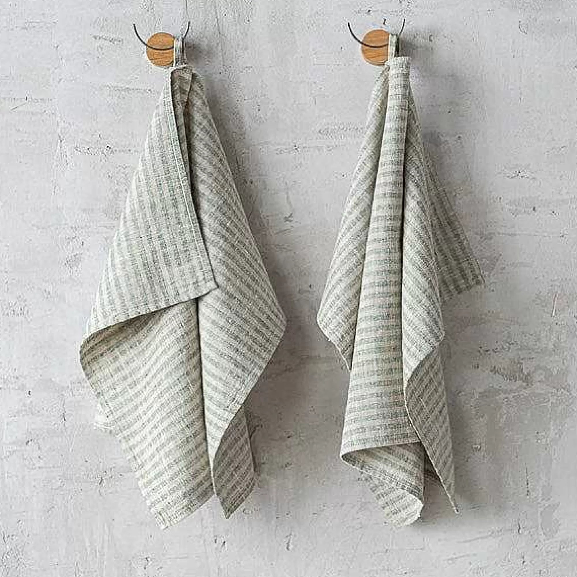 Be Home Hand Towels<Brittany Hand Towels, Set of 2, Forest Green and Natural