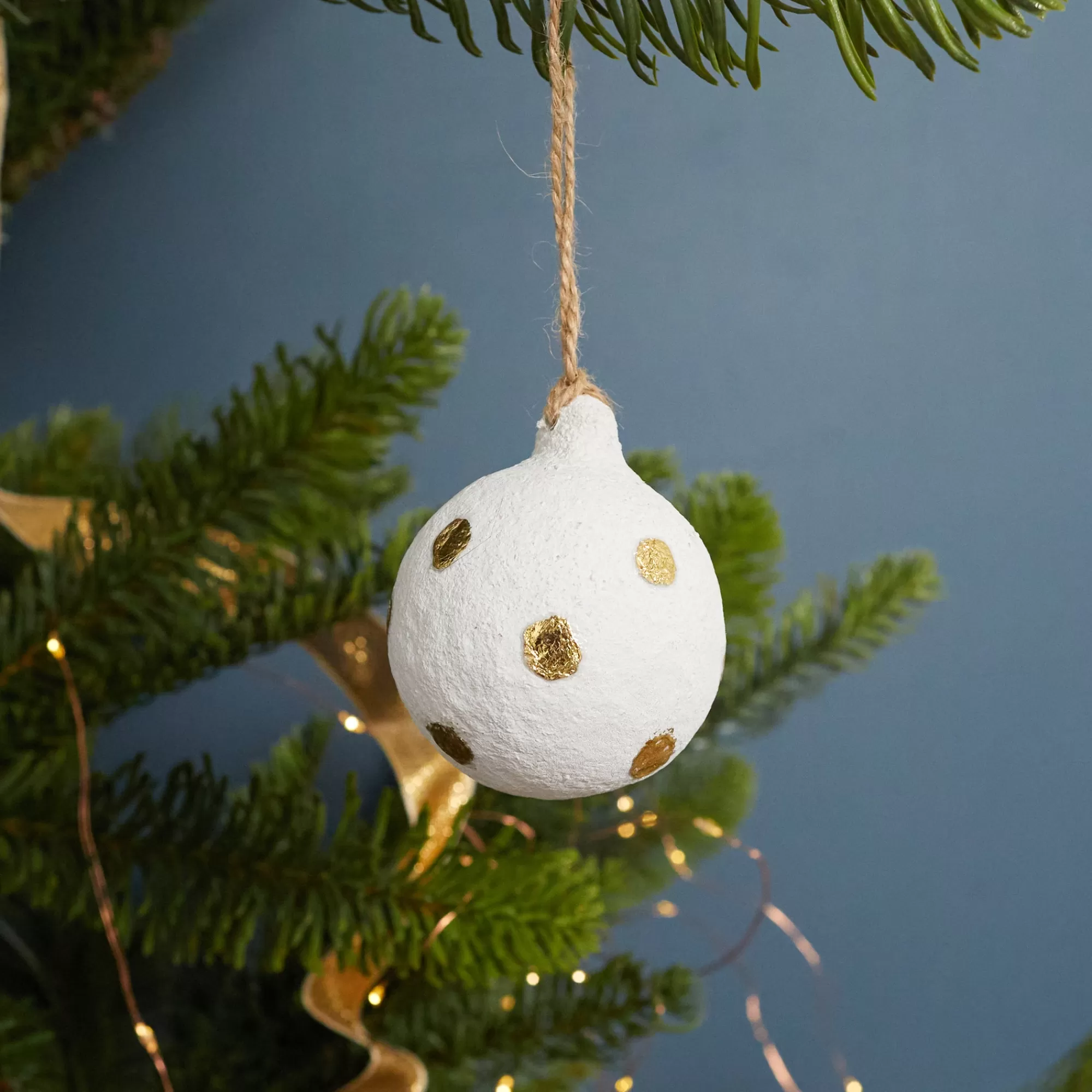 Fashion Be Home Cotton Mache Dotted Ball Ornament