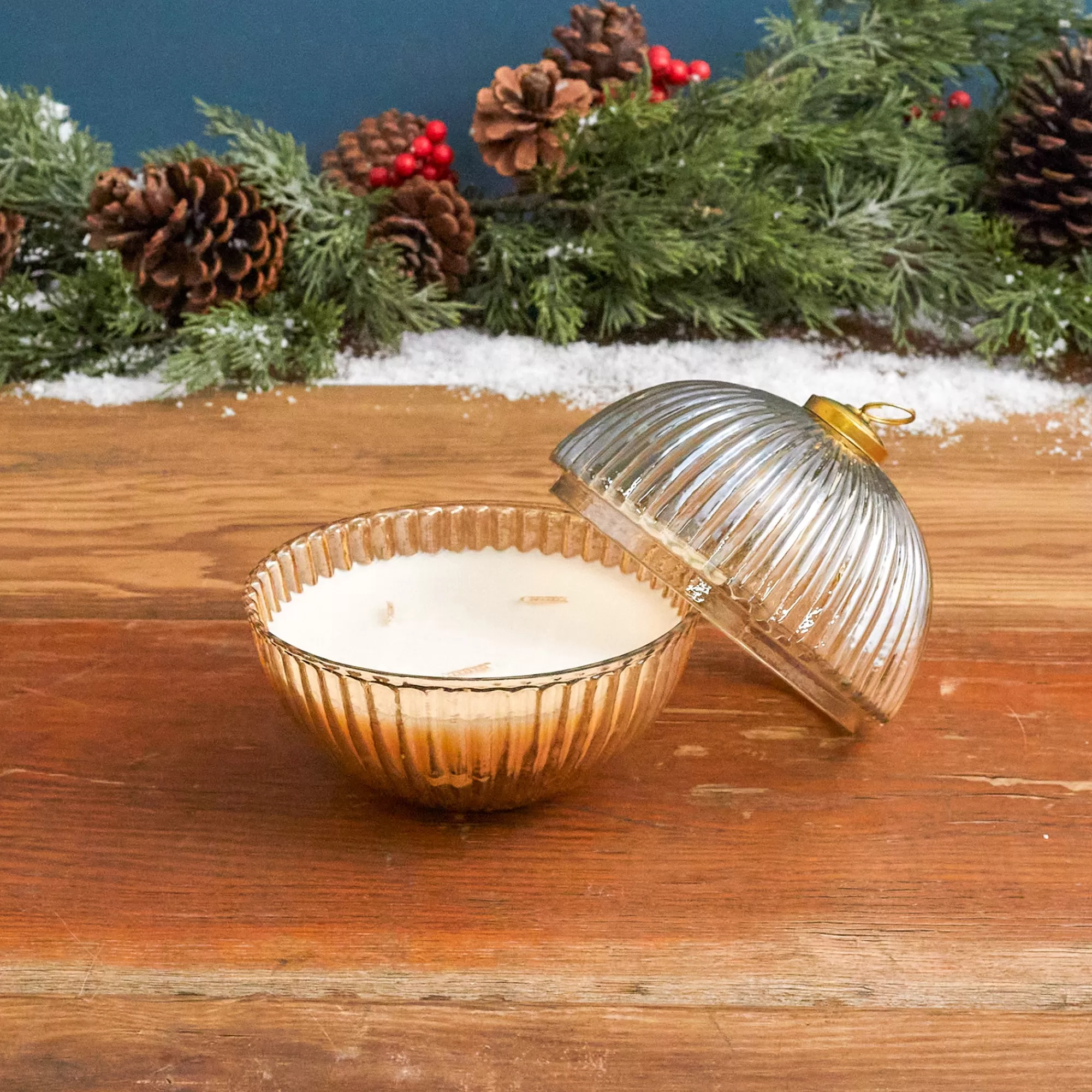 Online Be Home Gold Luster Ornament Candle, Snowfall