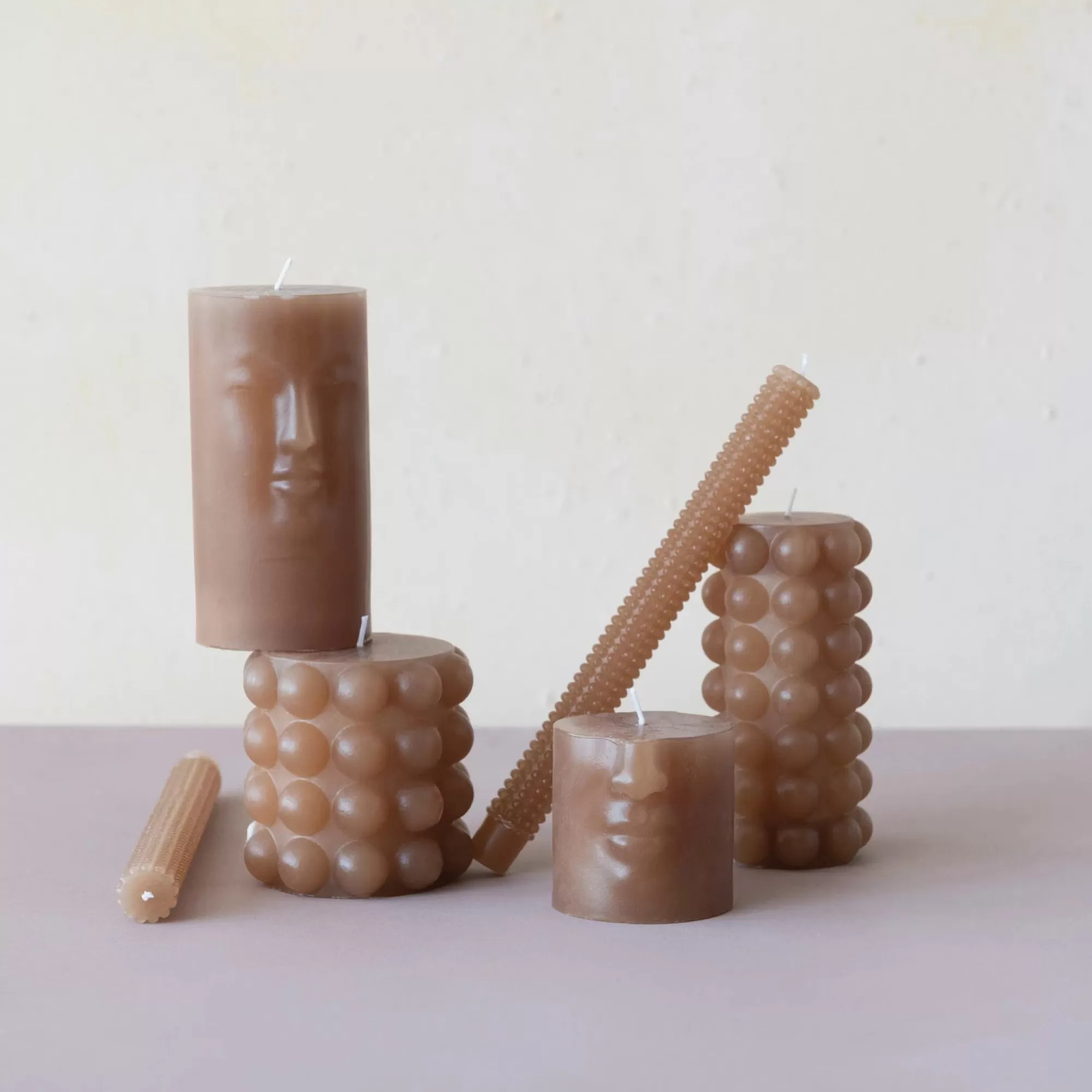 New Be Home Hobnail Taper Candles, Set of 2, Cappuccino