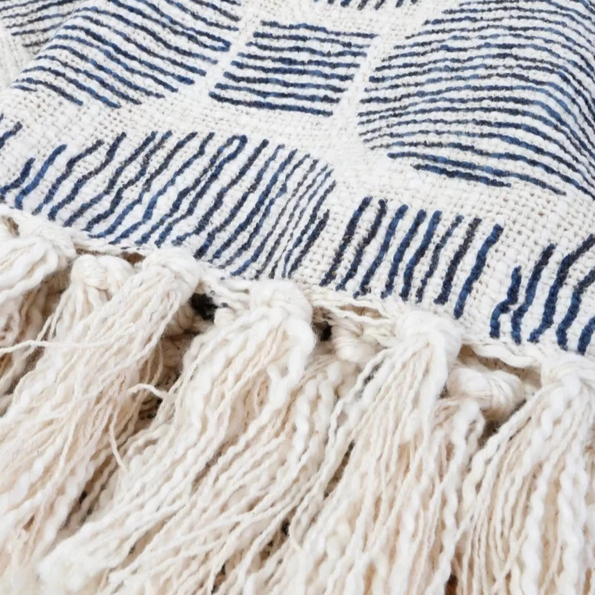Hot Be Home Ian Oversized Throw, Ivory & Navy