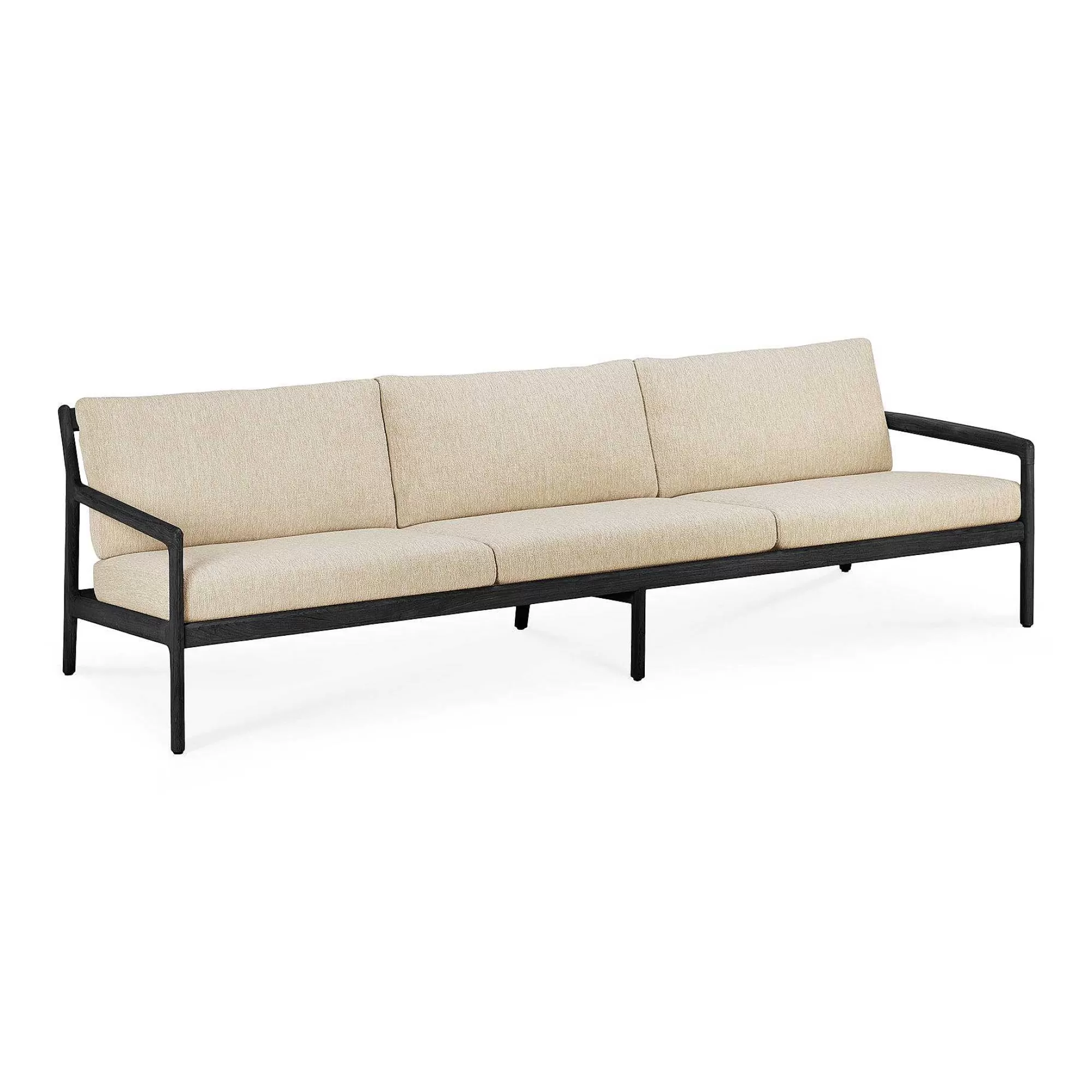 Be Home Outdoor Lounge Furniture<Jack Solid Black Teak Outdoor 3 Seater Sofa, Natural Fabric