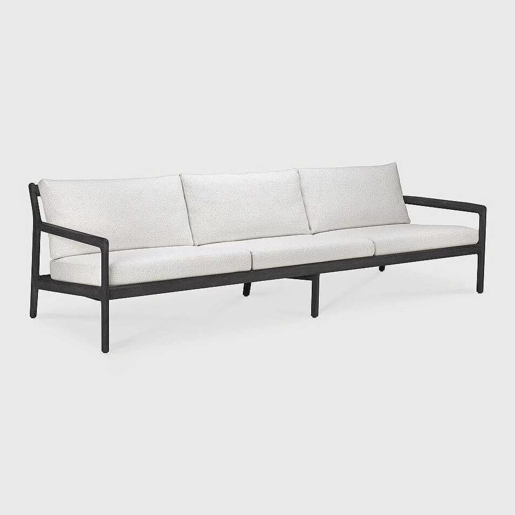 Be Home Outdoor Lounge Furniture<Jack Solid Black Teak Outdoor 3 Seater Sofa, Off White Fabric