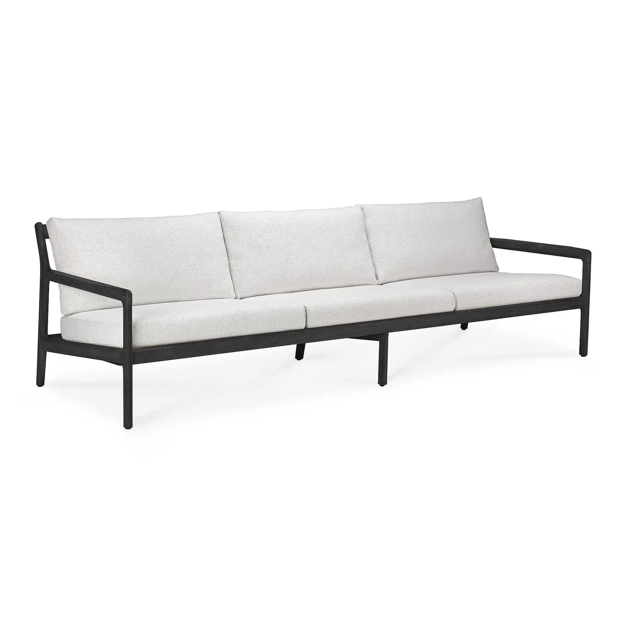 Be Home Outdoor Lounge Furniture<Jack Solid Black Teak Outdoor 3 Seater Sofa, Off White Fabric