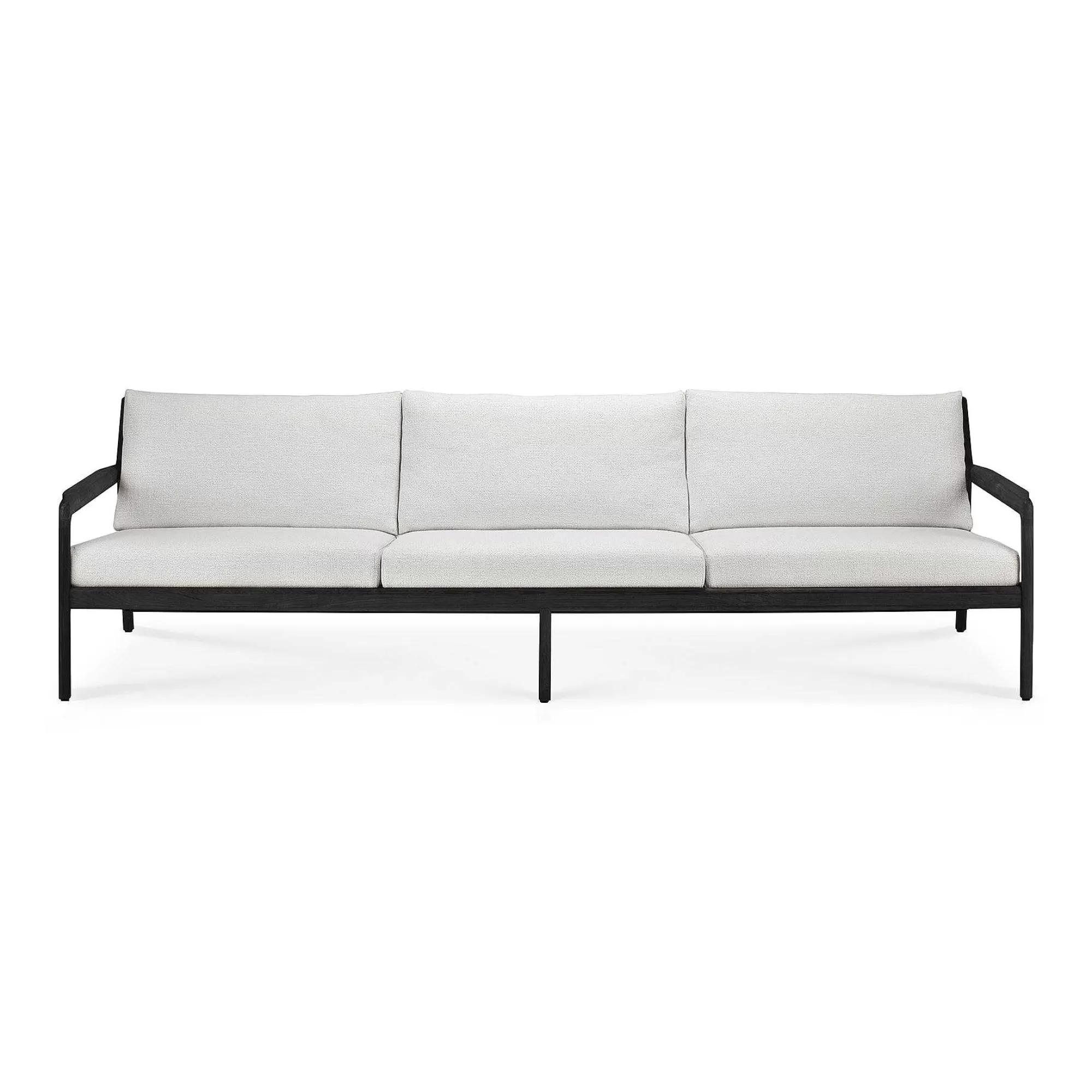 Be Home Outdoor Lounge Furniture<Jack Solid Black Teak Outdoor 3 Seater Sofa, Off White Fabric