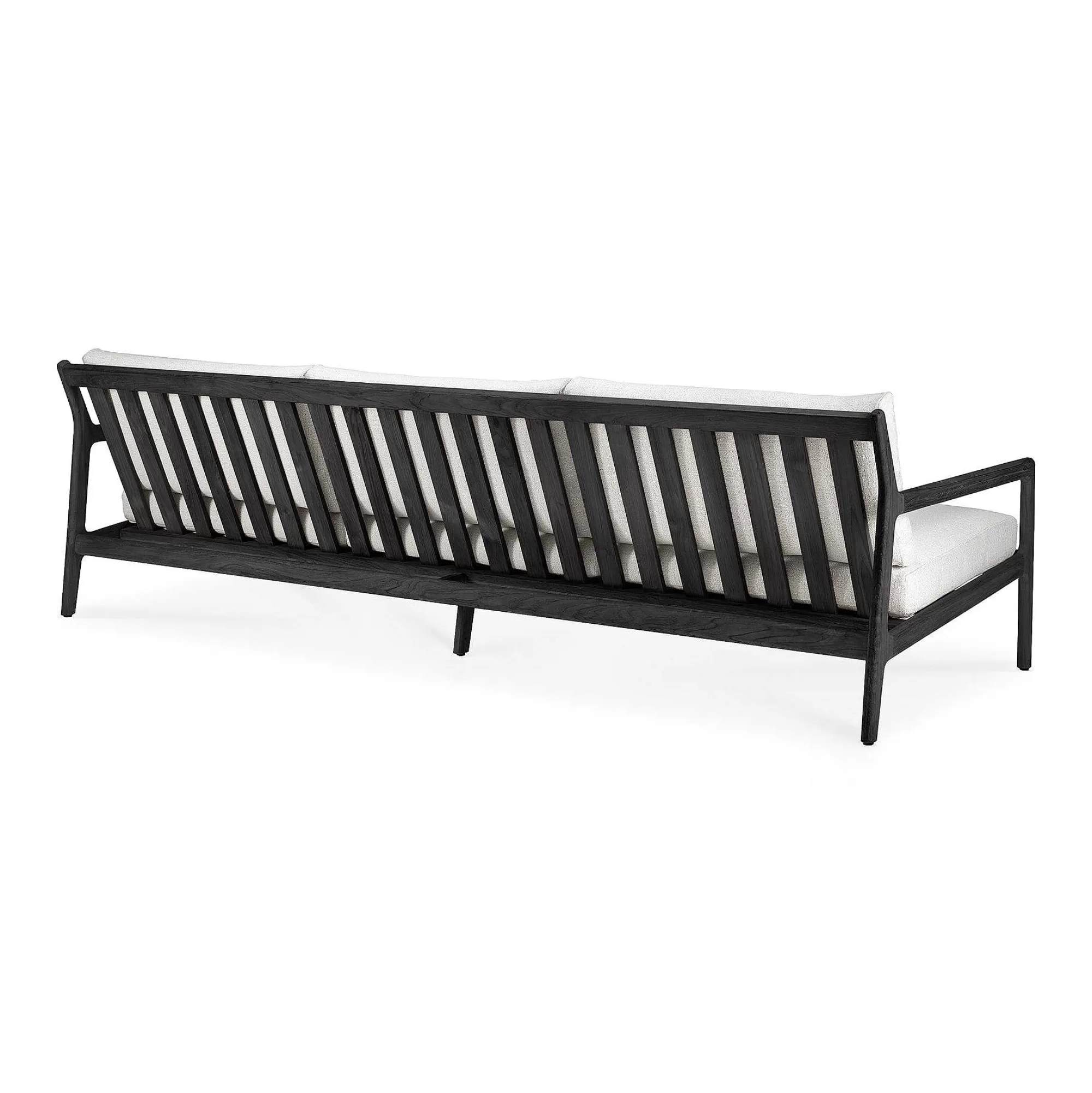 Be Home Outdoor Lounge Furniture<Jack Solid Black Teak Outdoor 3 Seater Sofa, Off White Fabric