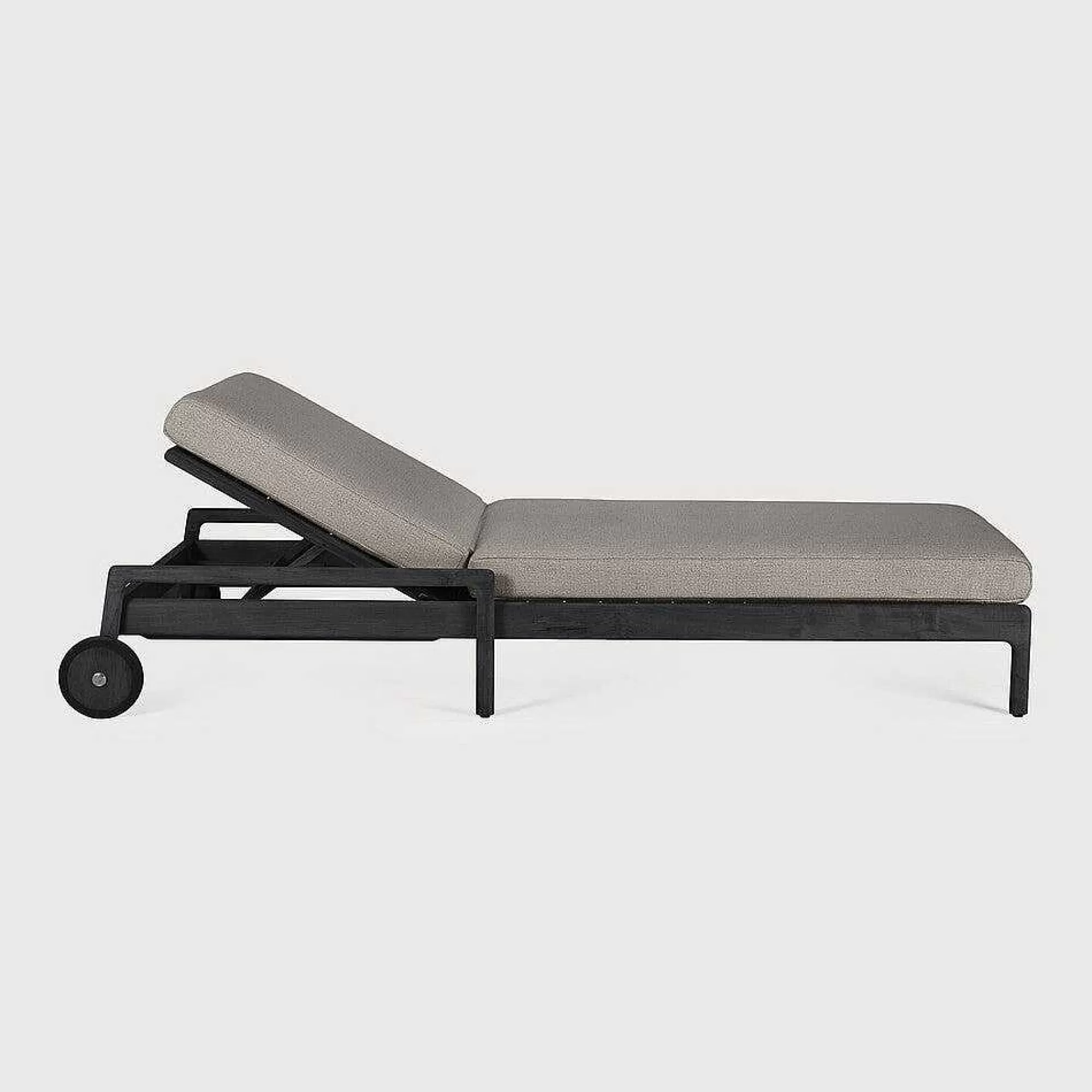 Be Home Outdoor Lounge Furniture<Jack Solid Black Teak Outdoor Adjustable Lounger, Mocha Fabric