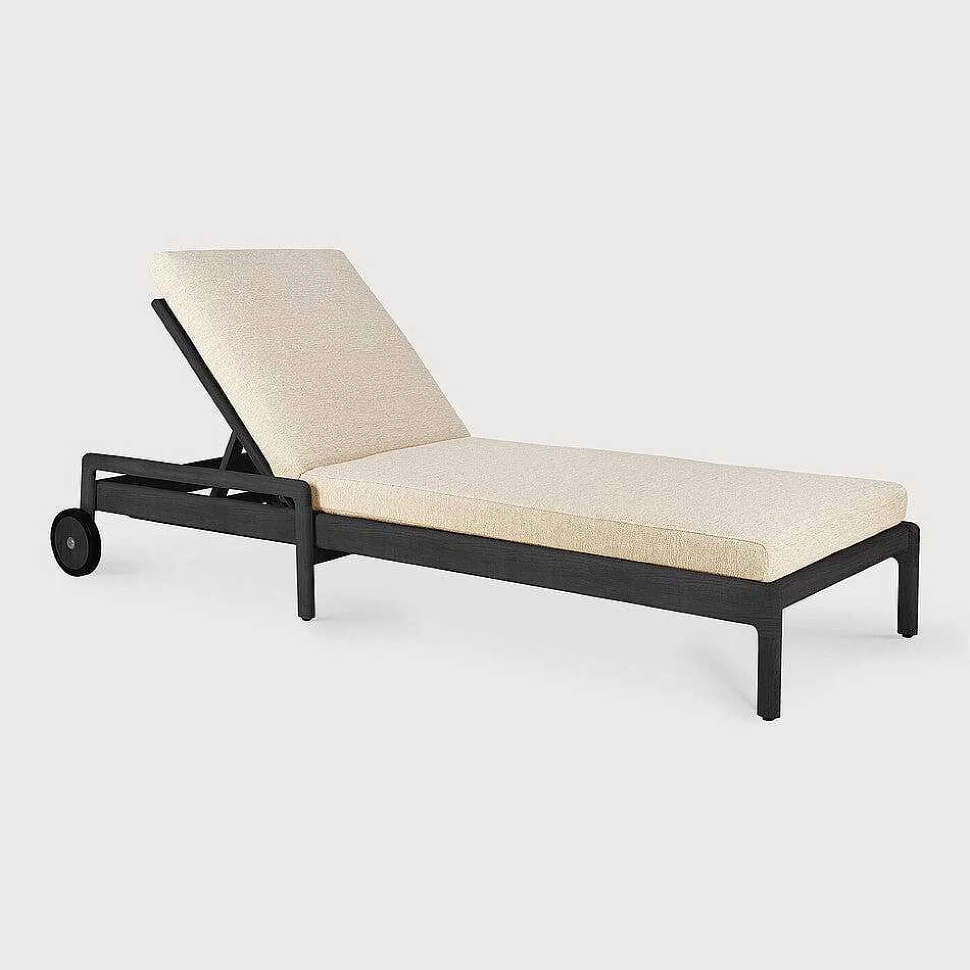 Be Home Outdoor Lounge Furniture<Jack Solid Black Teak Outdoor Adjustable Lounger, Natural Fabric