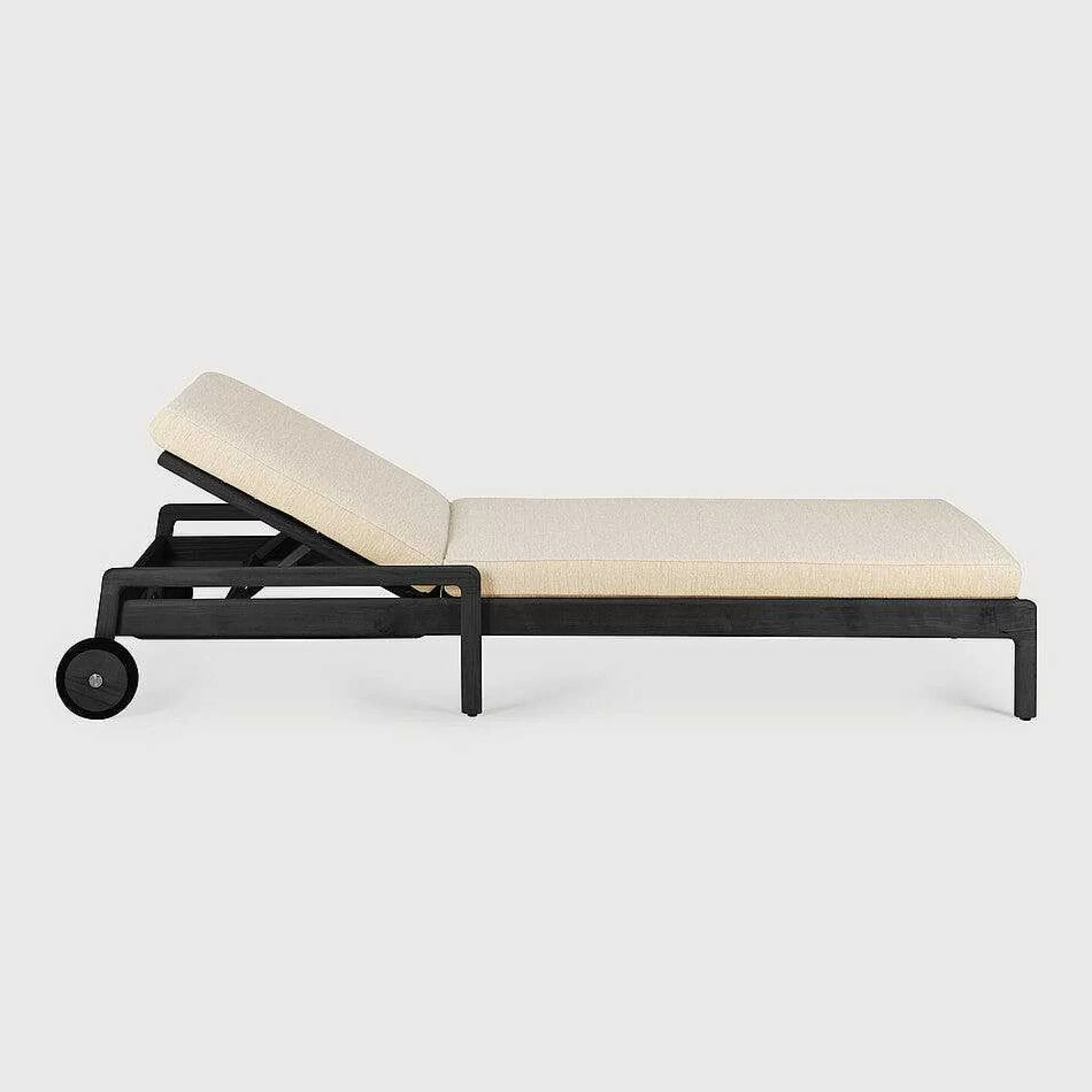 Be Home Outdoor Lounge Furniture<Jack Solid Black Teak Outdoor Adjustable Lounger, Natural Fabric