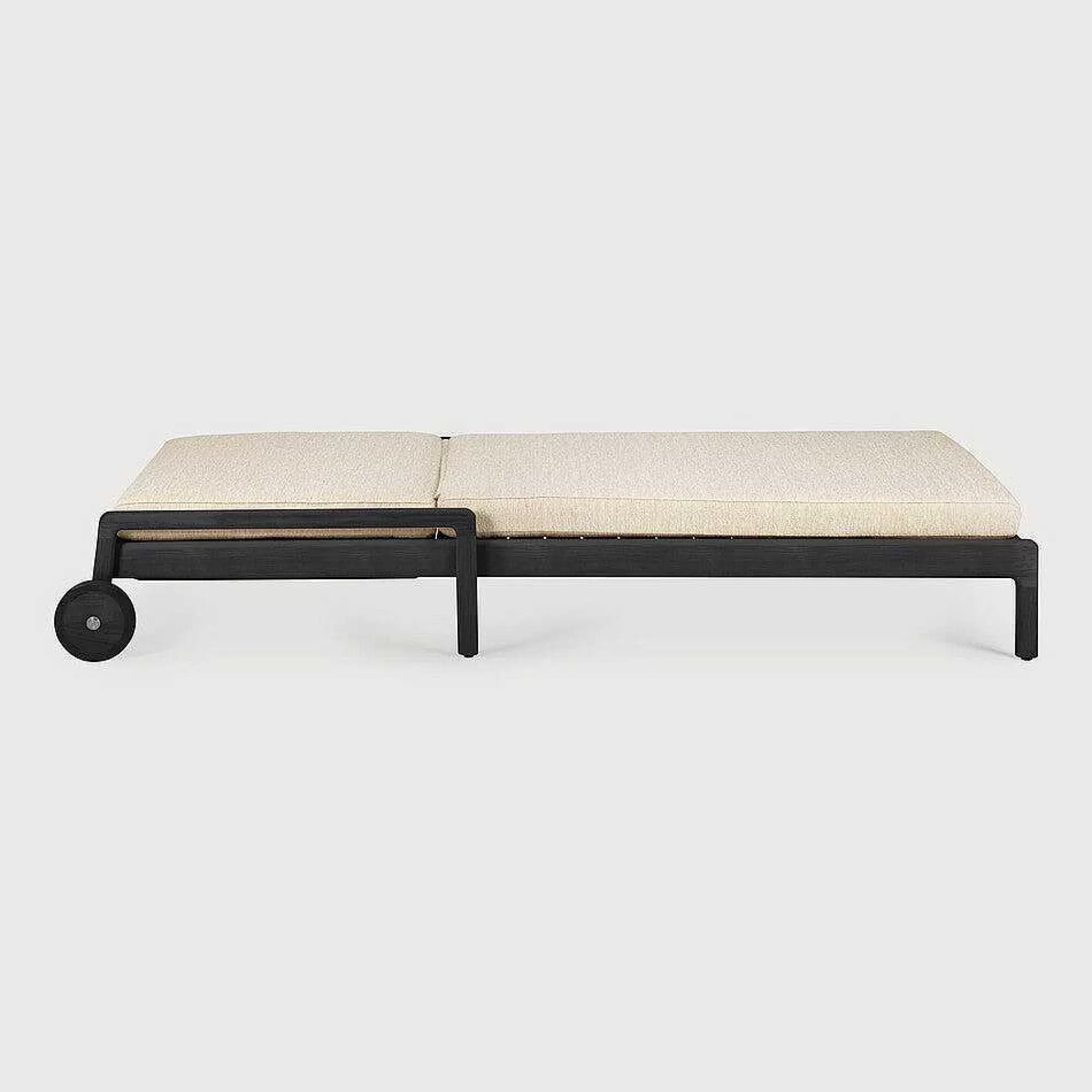 Be Home Outdoor Lounge Furniture<Jack Solid Black Teak Outdoor Adjustable Lounger, Natural Fabric
