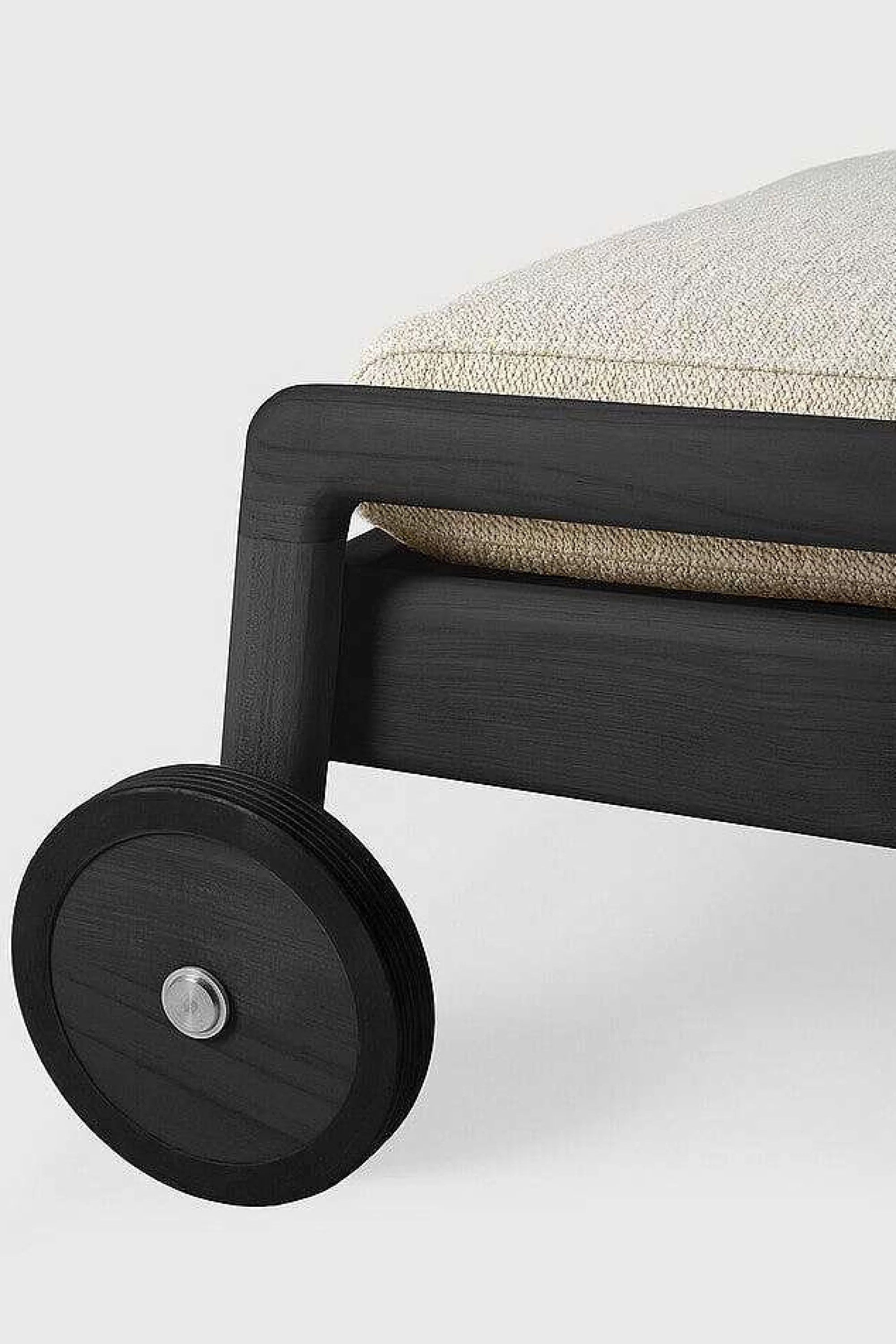 Be Home Outdoor Lounge Furniture<Jack Solid Black Teak Outdoor Adjustable Lounger, Natural Fabric