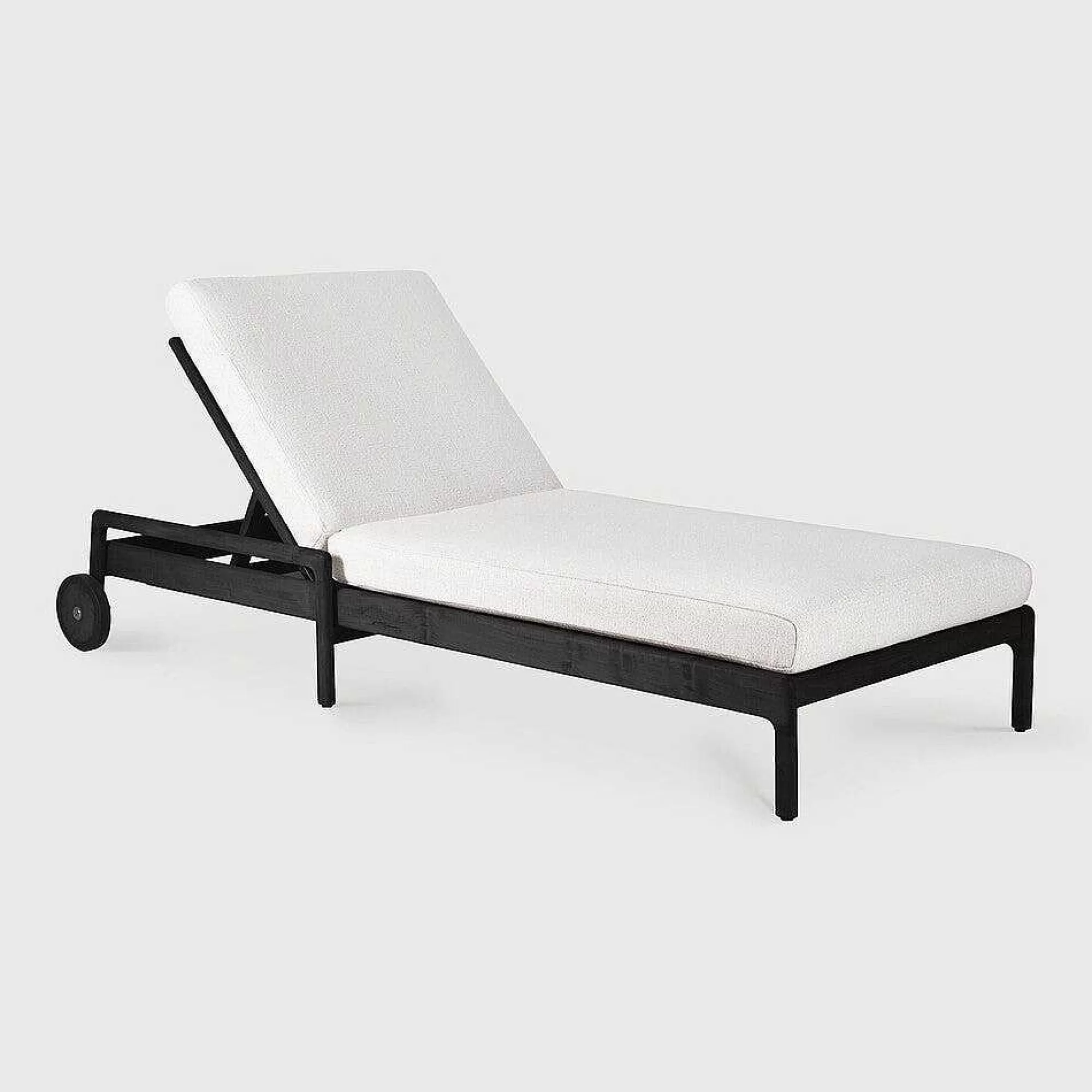 Be Home Outdoor Lounge Furniture<Jack Solid Black Teak Outdoor Adjustable Lounger, Off White Fabric