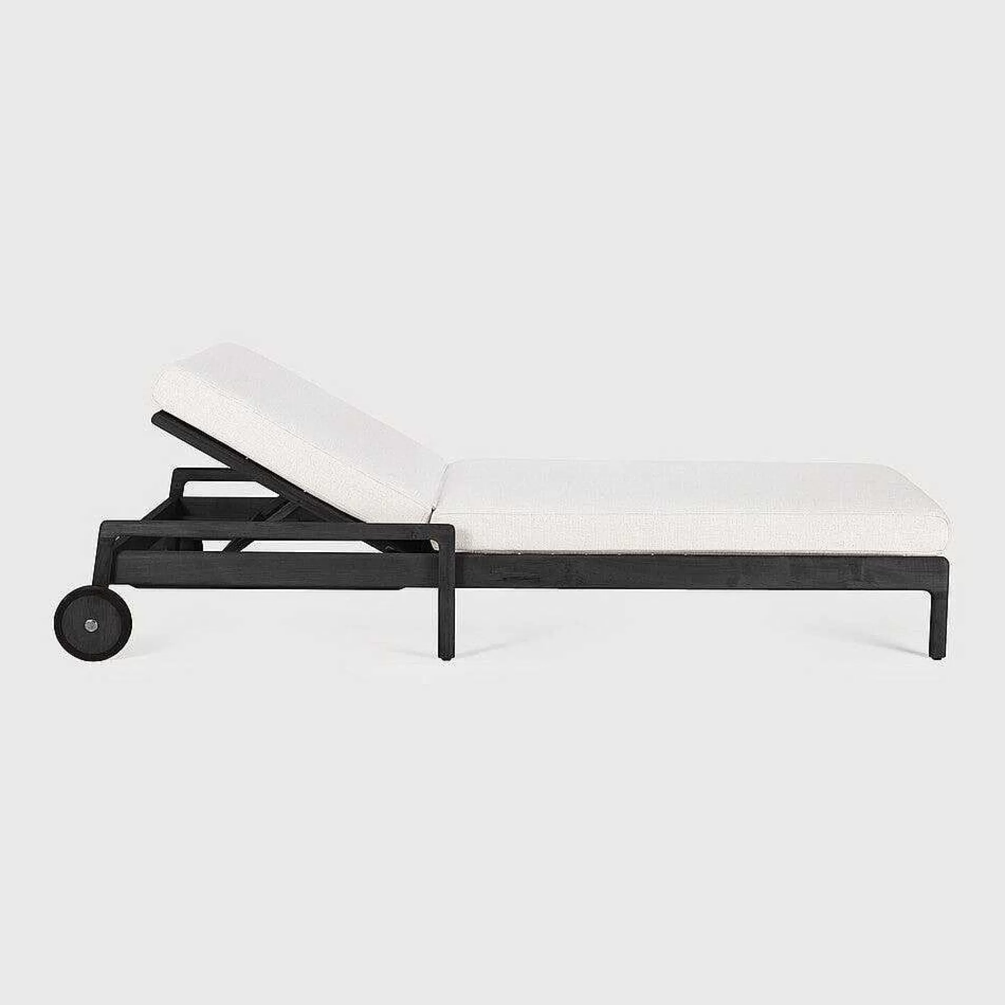 Be Home Outdoor Lounge Furniture<Jack Solid Black Teak Outdoor Adjustable Lounger, Off White Fabric