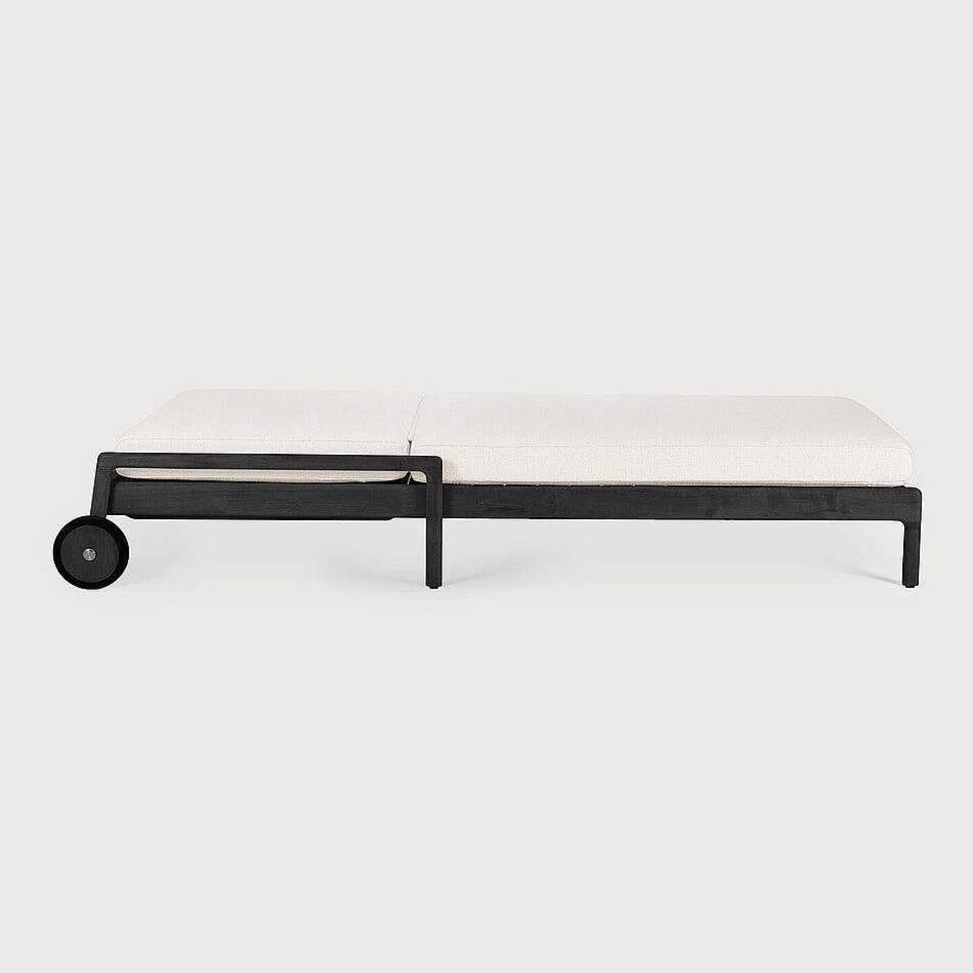 Be Home Outdoor Lounge Furniture<Jack Solid Black Teak Outdoor Adjustable Lounger, Off White Fabric