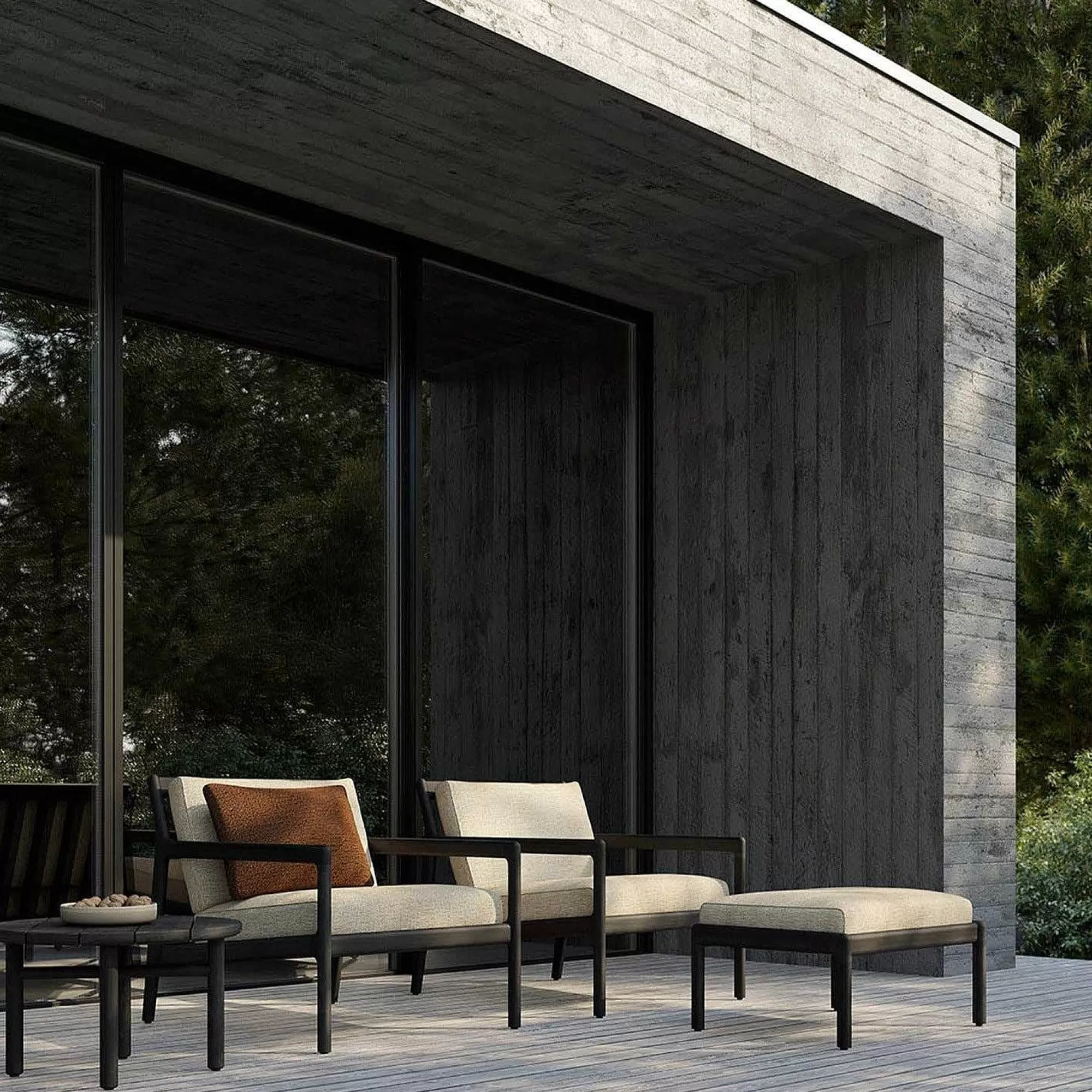 Be Home Outdoor Lounge Furniture<Jack Solid Black Teak Outdoor Lounge Chair, Natural Fabric