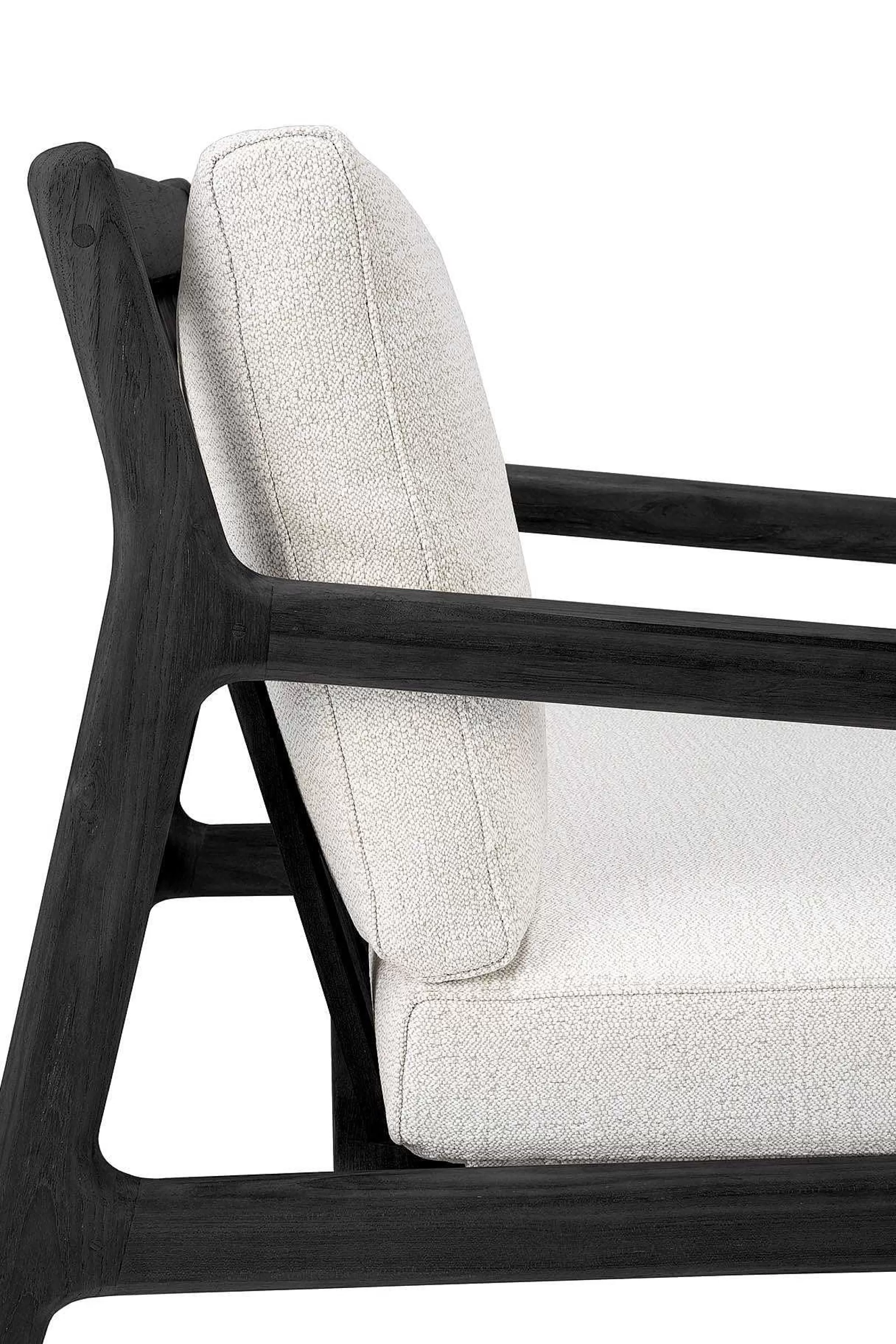 Be Home Outdoor Lounge Furniture<Jack Solid Black Teak Outdoor Lounge Chair, Off White Fabric