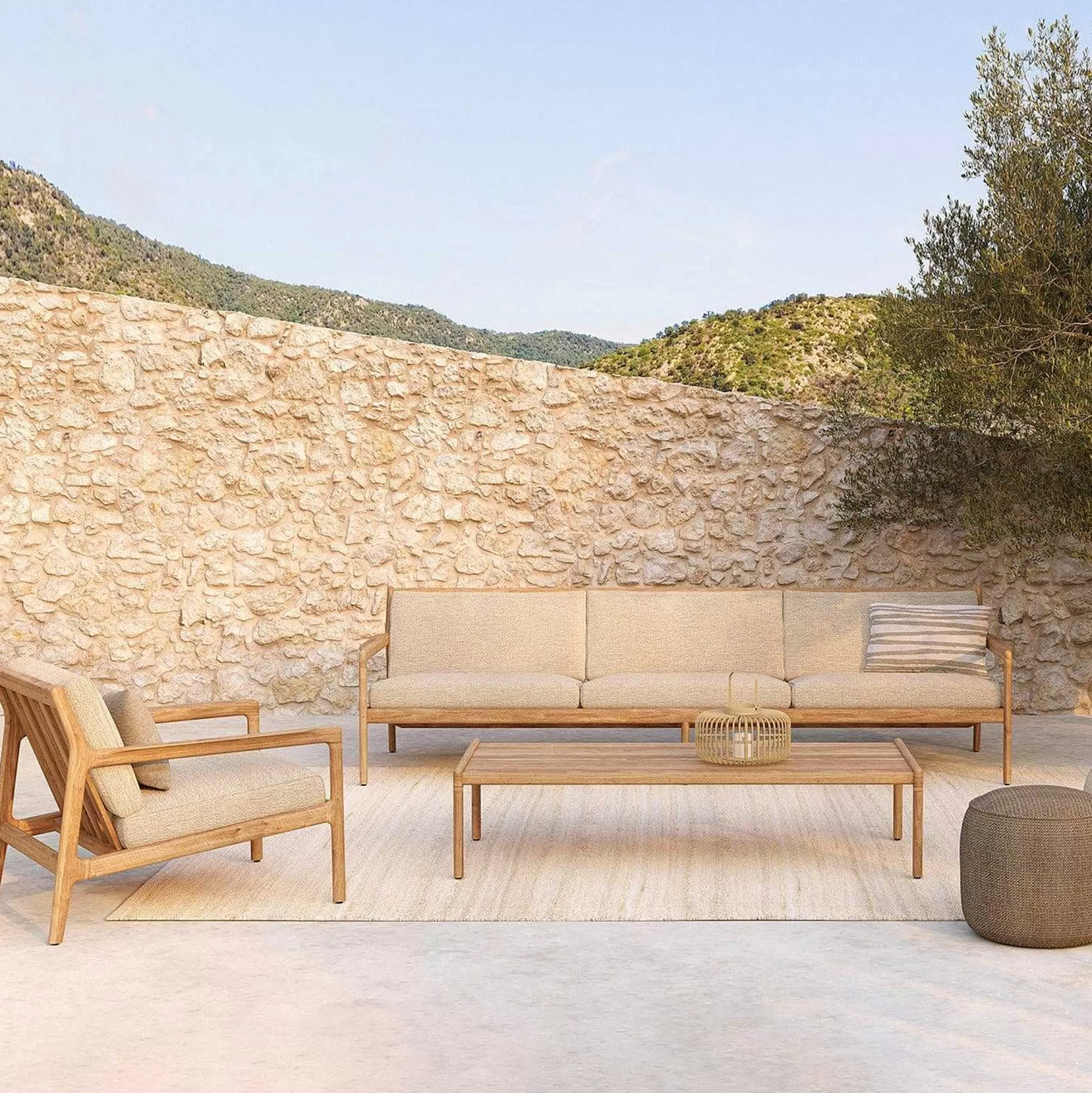 Be Home Outdoor Lounge Furniture<Jack Solid Teak Outdoor 3 Seater Sofa, Natural Fabric