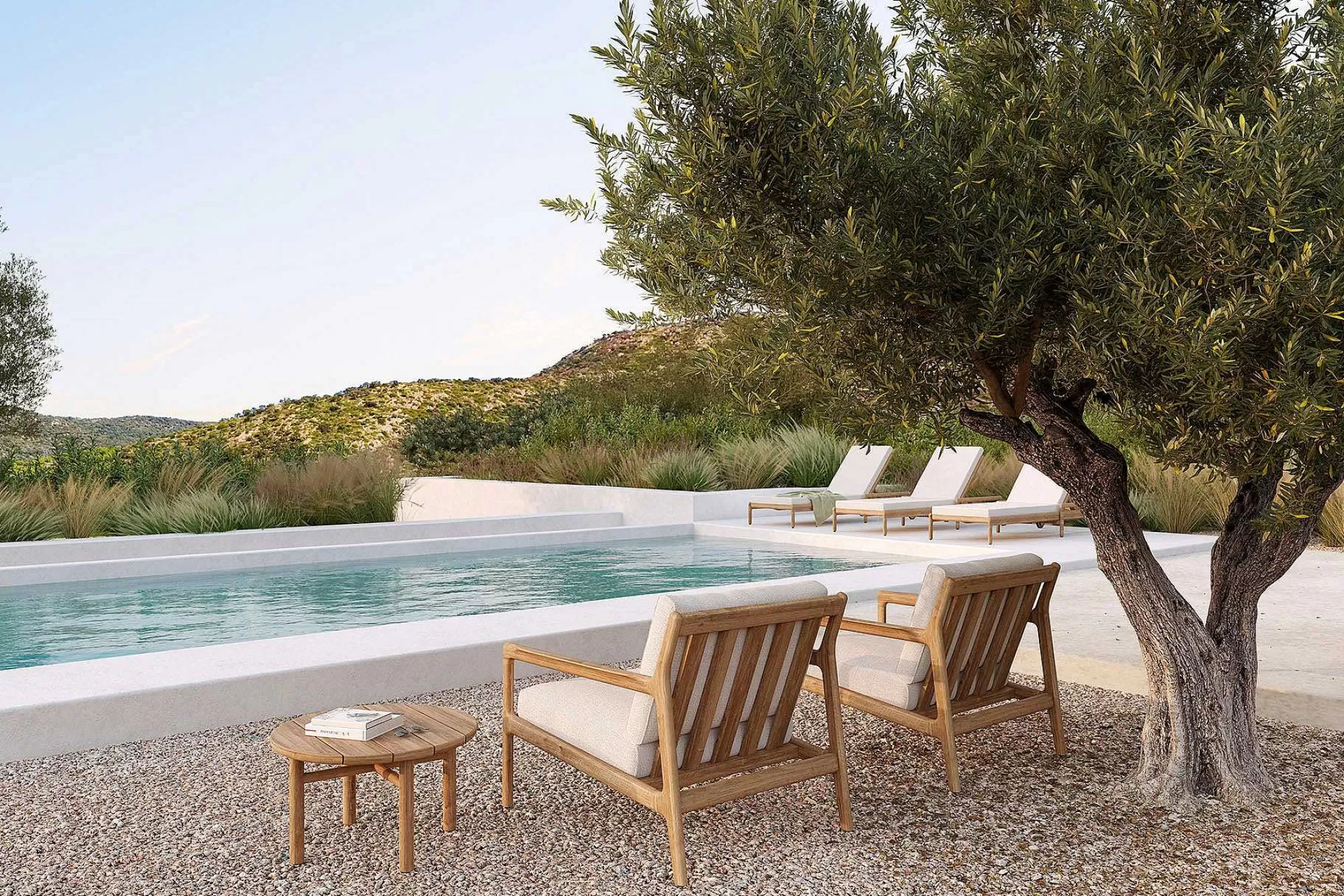 Be Home Outdoor Lounge Furniture<Jack Solid Teak Outdoor Adjustable Lounger, Off White Fabric