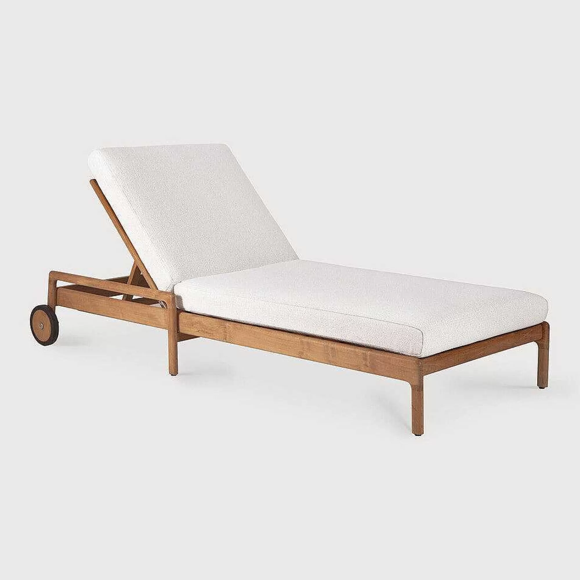 Be Home Outdoor Lounge Furniture<Jack Solid Teak Outdoor Adjustable Lounger, Off White Fabric