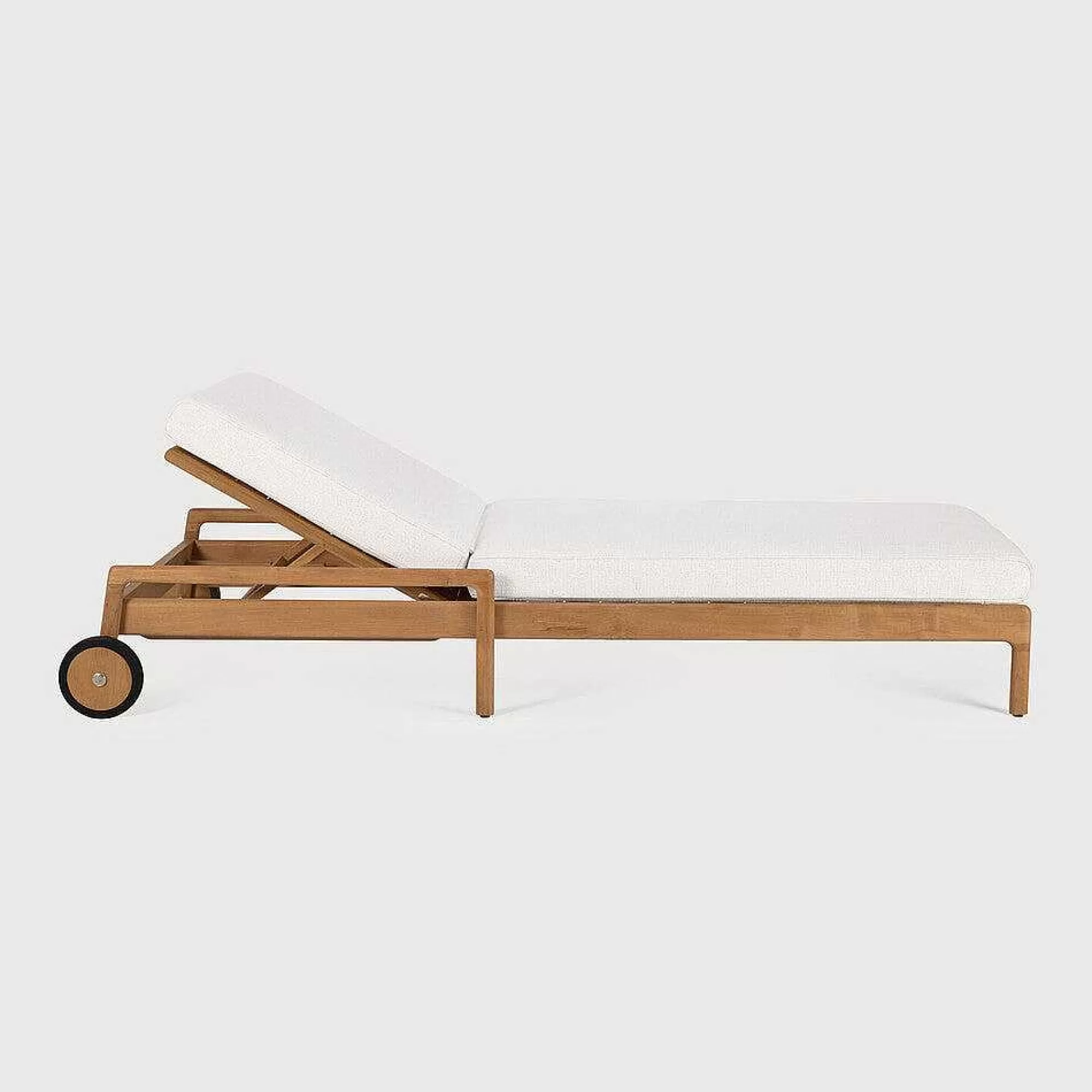 Be Home Outdoor Lounge Furniture<Jack Solid Teak Outdoor Adjustable Lounger, Off White Fabric