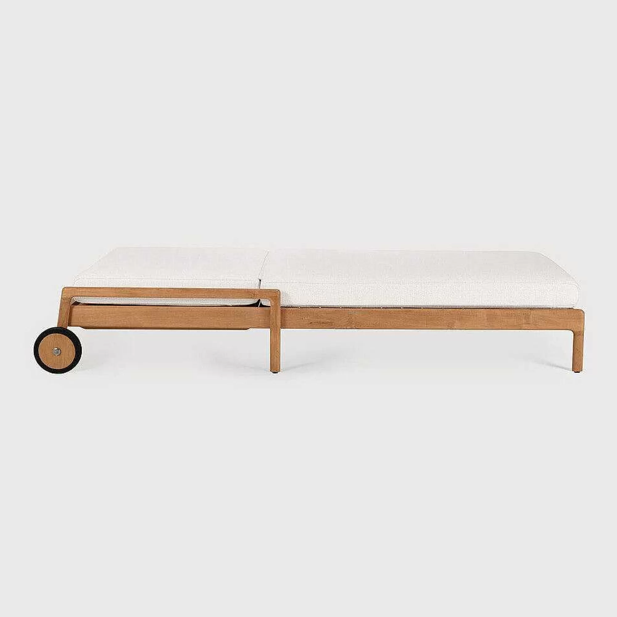 Be Home Outdoor Lounge Furniture<Jack Solid Teak Outdoor Adjustable Lounger, Off White Fabric