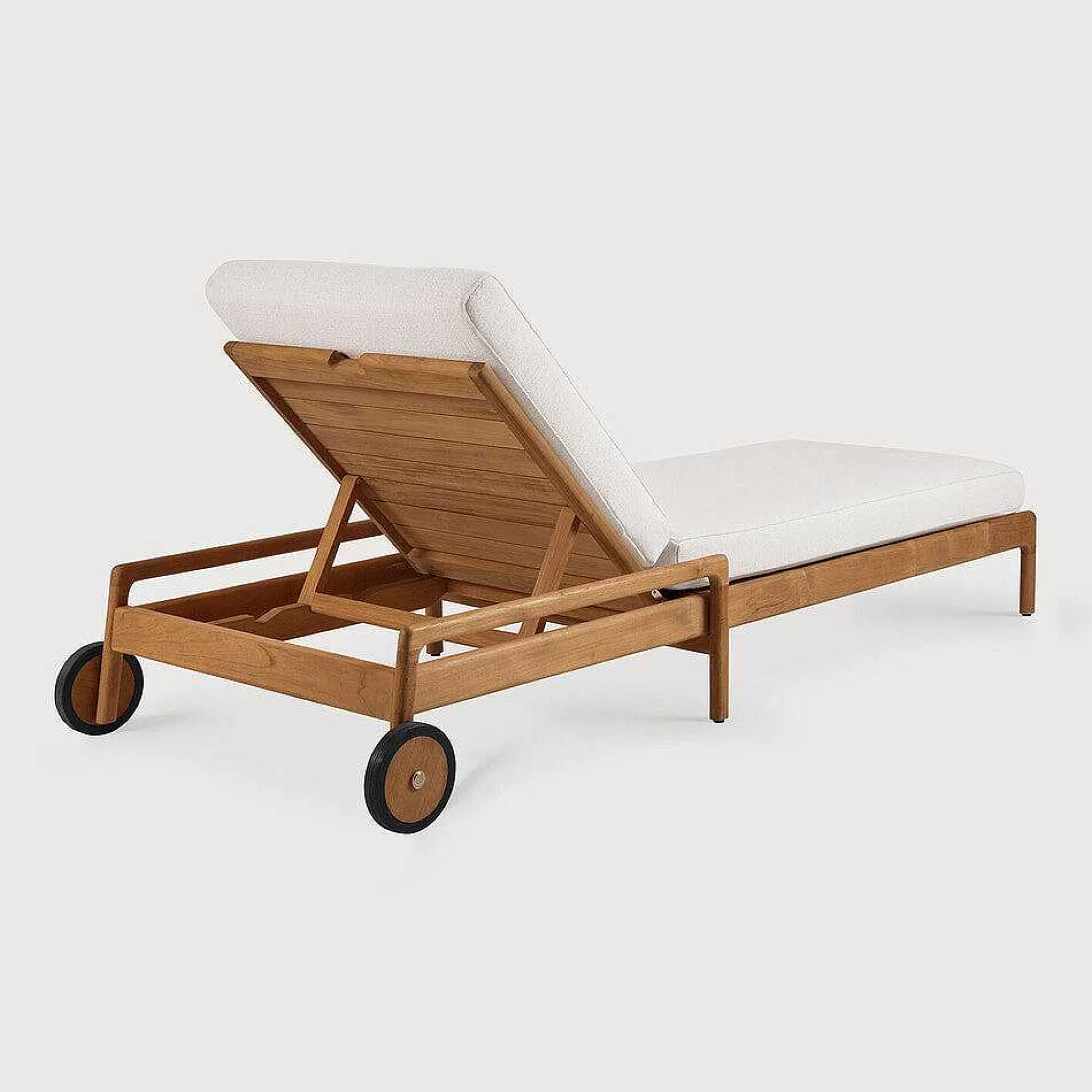Be Home Outdoor Lounge Furniture<Jack Solid Teak Outdoor Adjustable Lounger, Off White Fabric