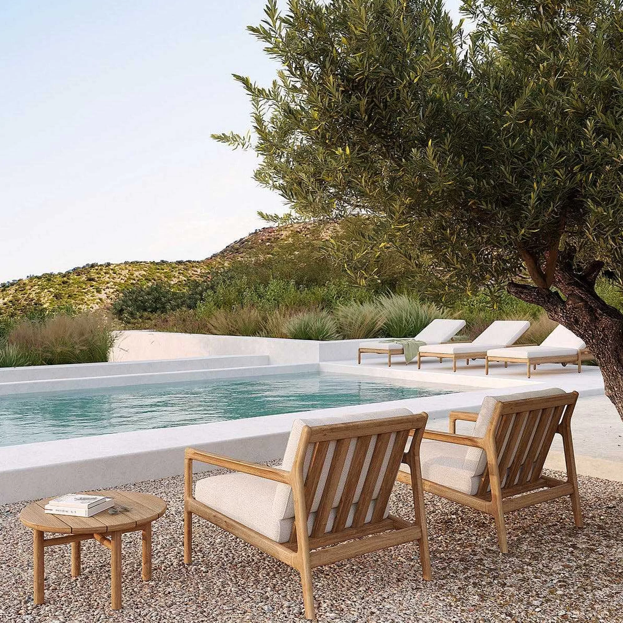Be Home Outdoor Lounge Furniture<Jack Solid Teak Outdoor Lounge Chair, Off White Fabric
