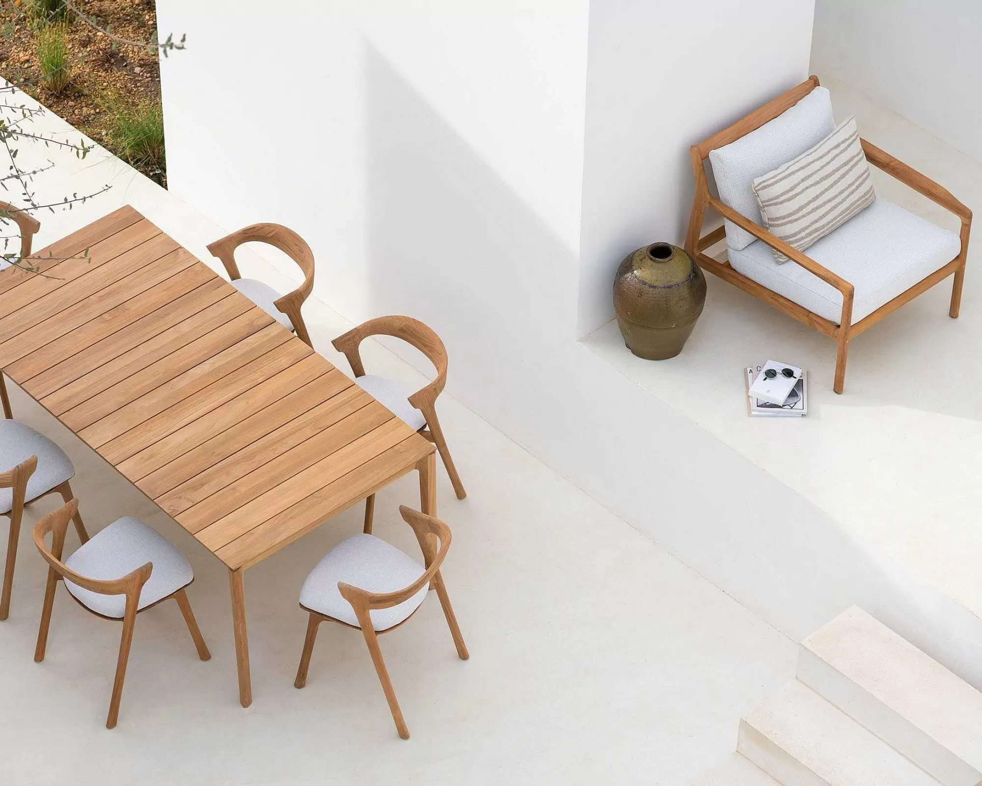 Be Home Outdoor Lounge Furniture<Jack Solid Teak Outdoor Lounge Chair, Off White Fabric
