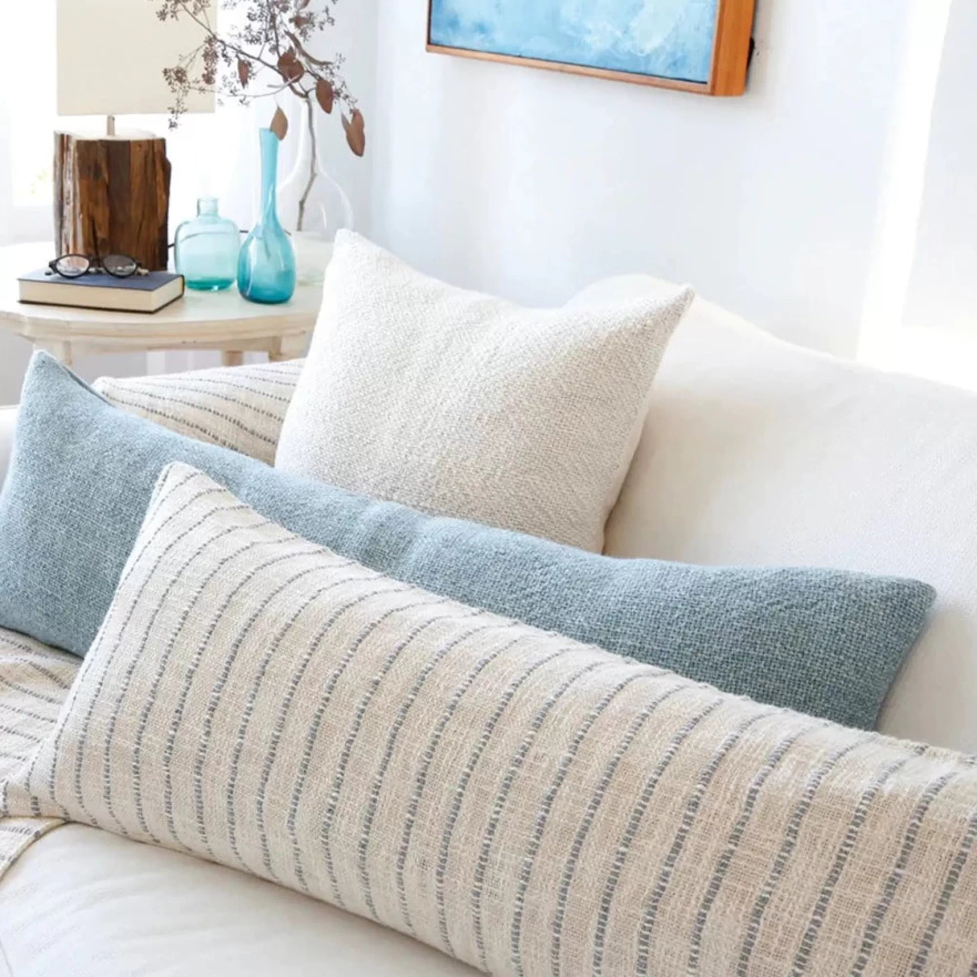 Sale Be Home Jojo Large Rectangular Pillow, Ivory & Blue Grey