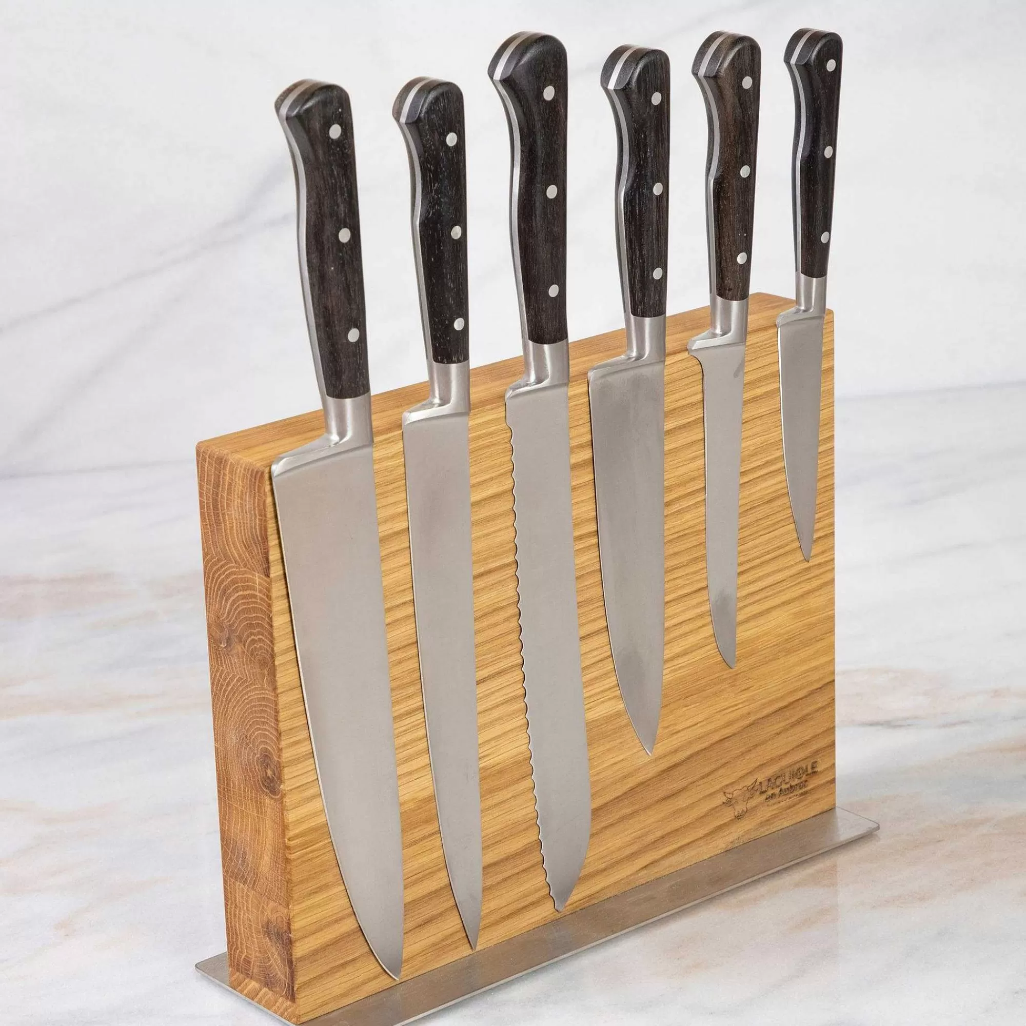 Be Home Cutlery Sets<Laguiole en Aubrac Kitchen Knives with Oak Block, Set of 6, Ebony