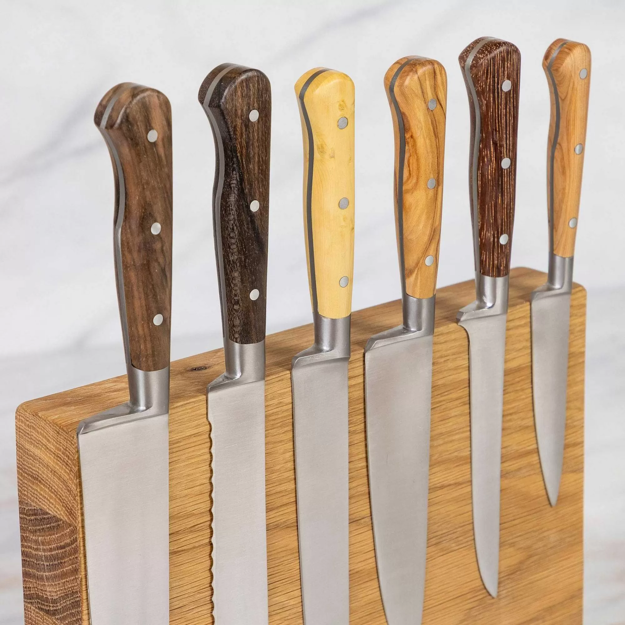 Be Home Cutlery Sets<Laguiole en Aubrac Kitchen Knives with Oak Block, Set of 6, Mixed Wood